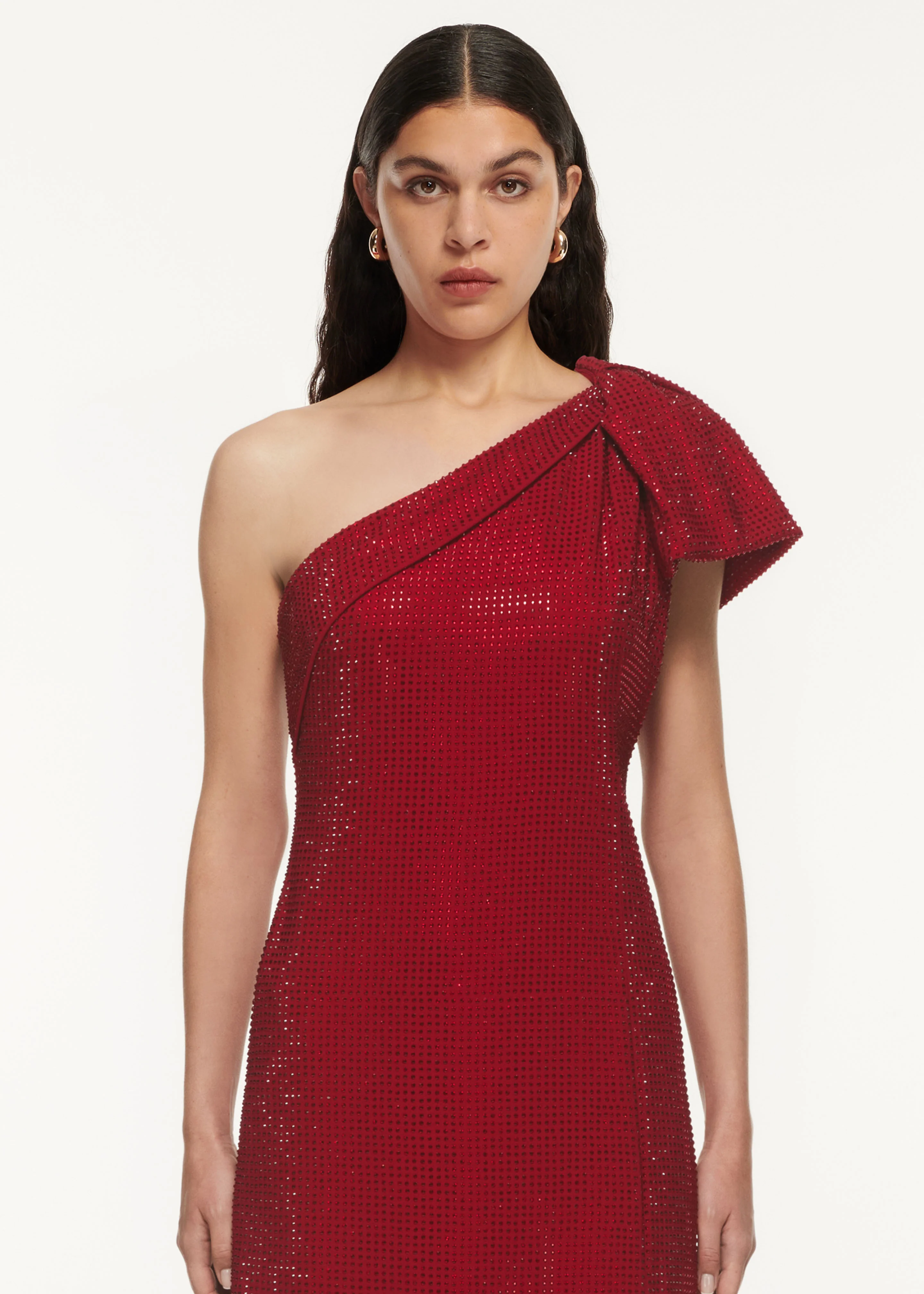 Asymmetric Bow Diamante Maxi Dress - Image 4