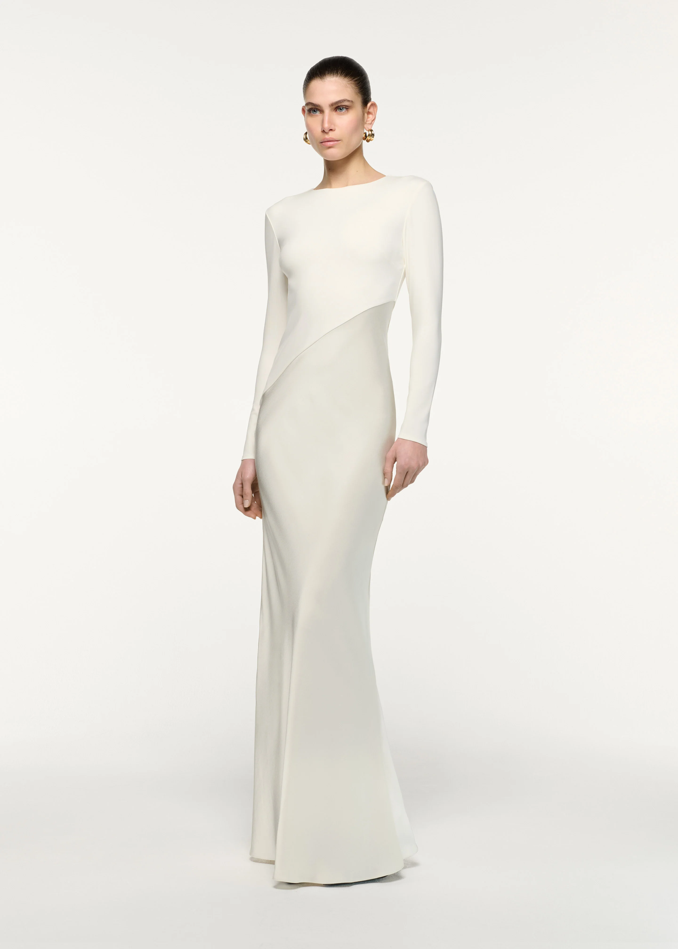 Asymmetric Contrast Fabric Gown - Image 2