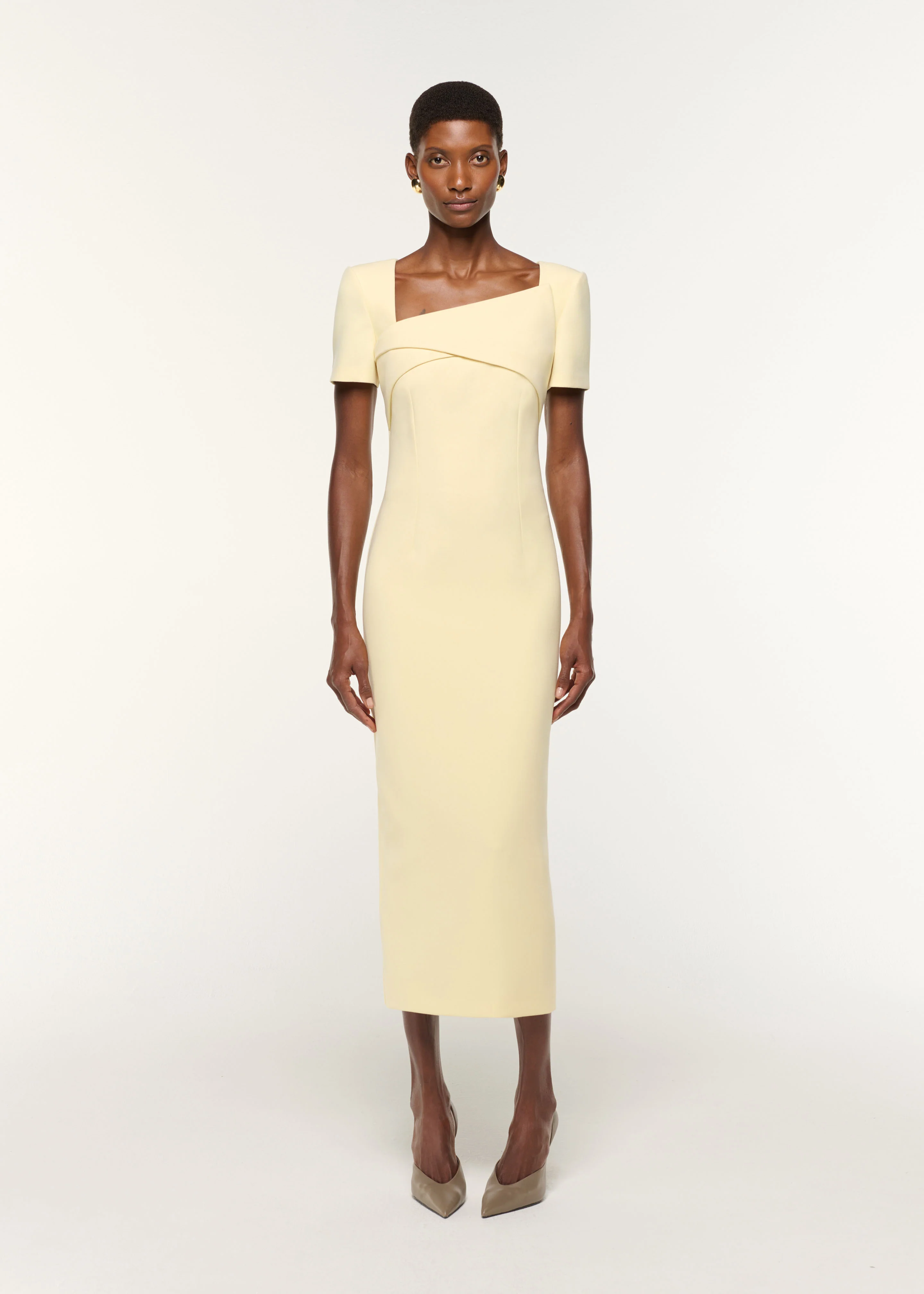 Asymmetric Drape Crepe Dress