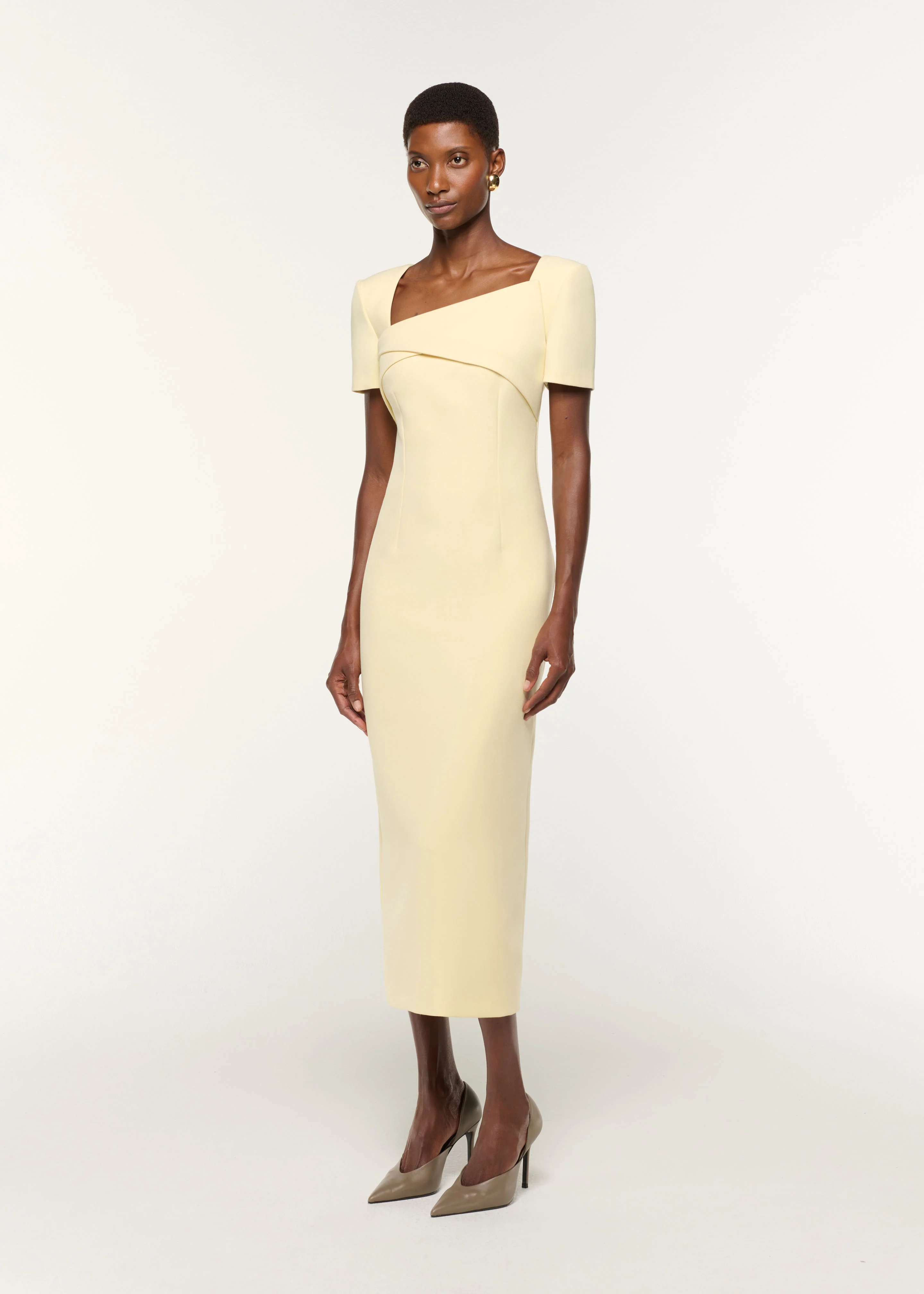 Asymmetric Drape Crepe Dress - Image 2