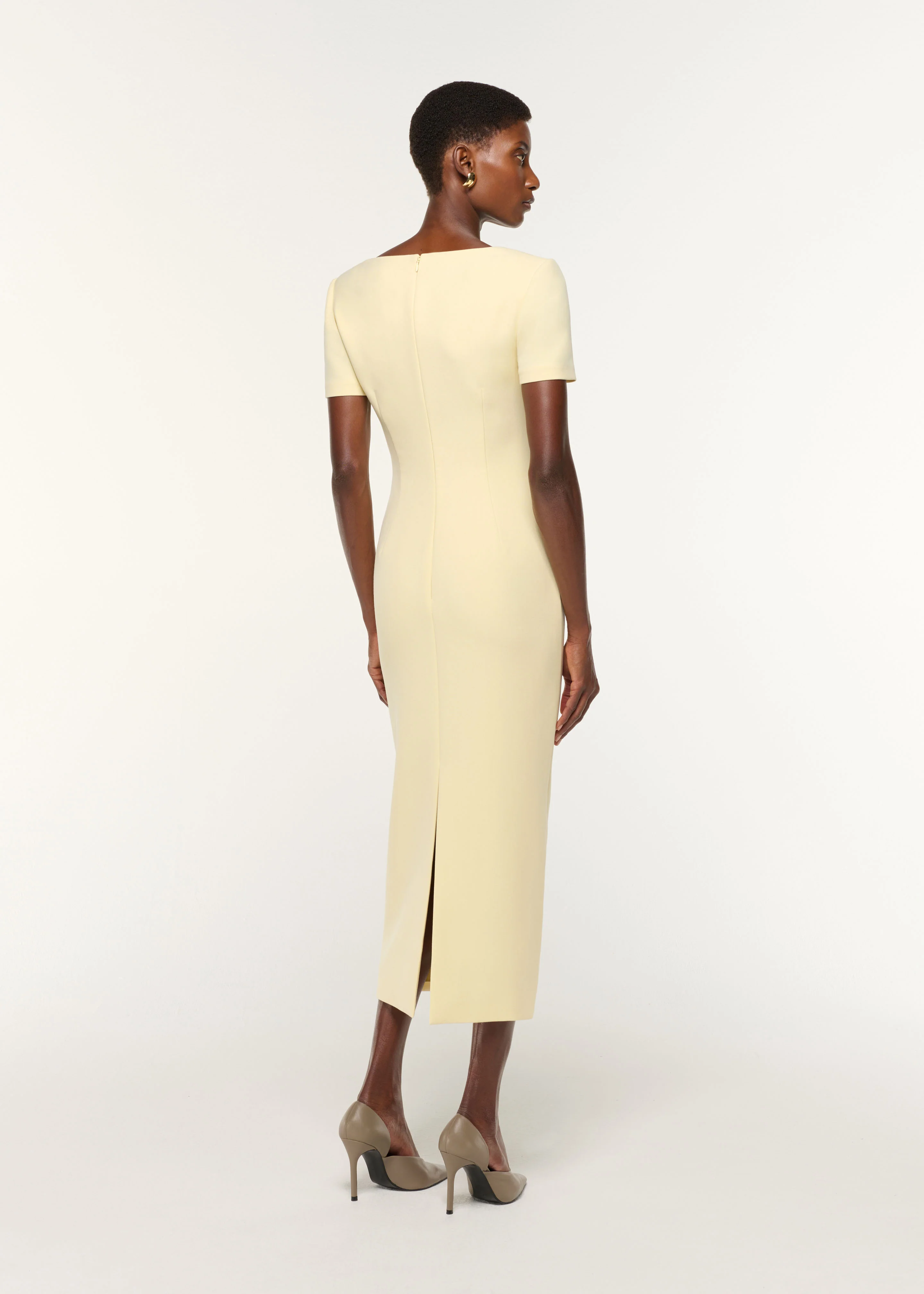 Asymmetric Drape Crepe Dress - Image 3