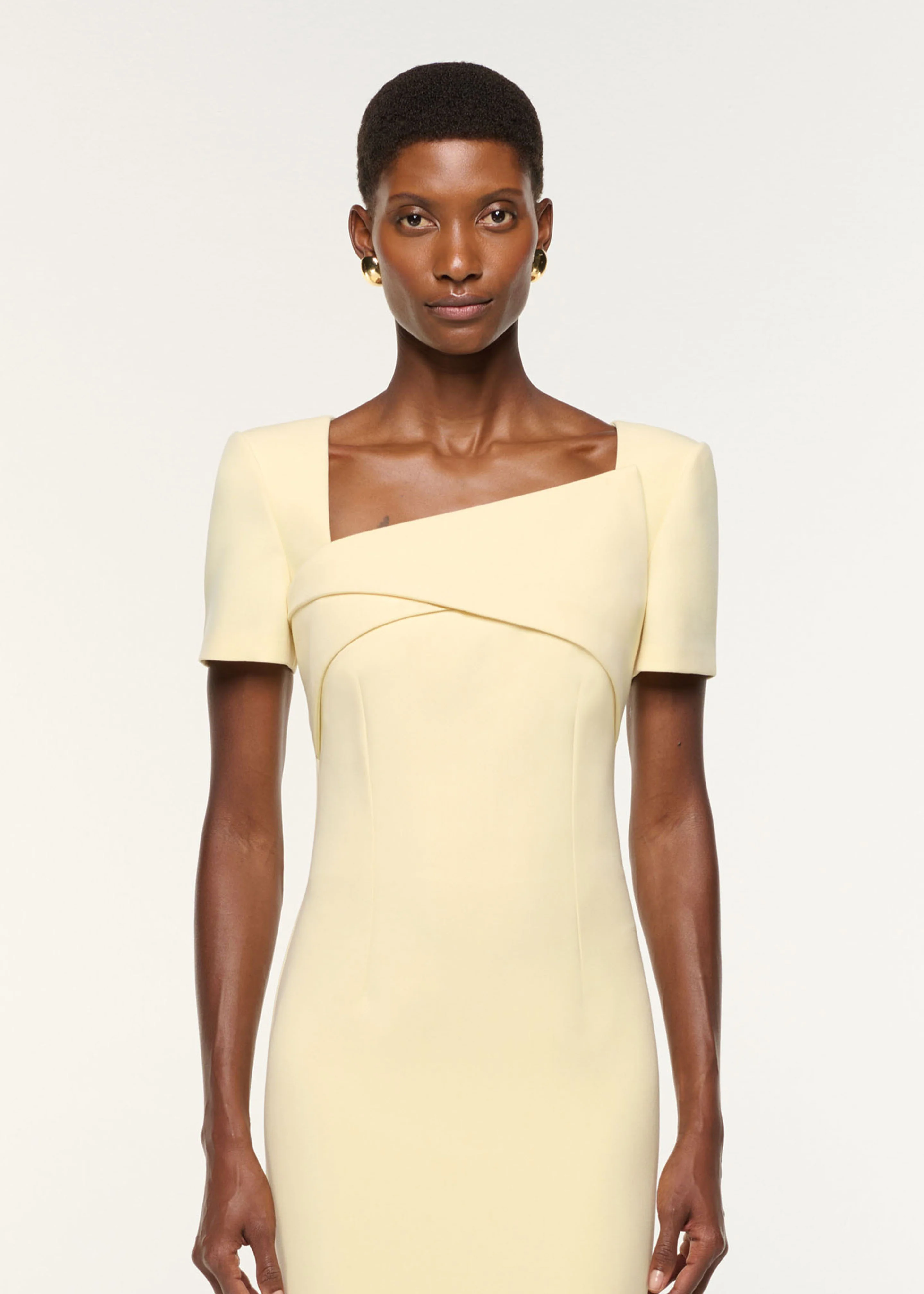 Asymmetric Drape Crepe Dress - Image 4