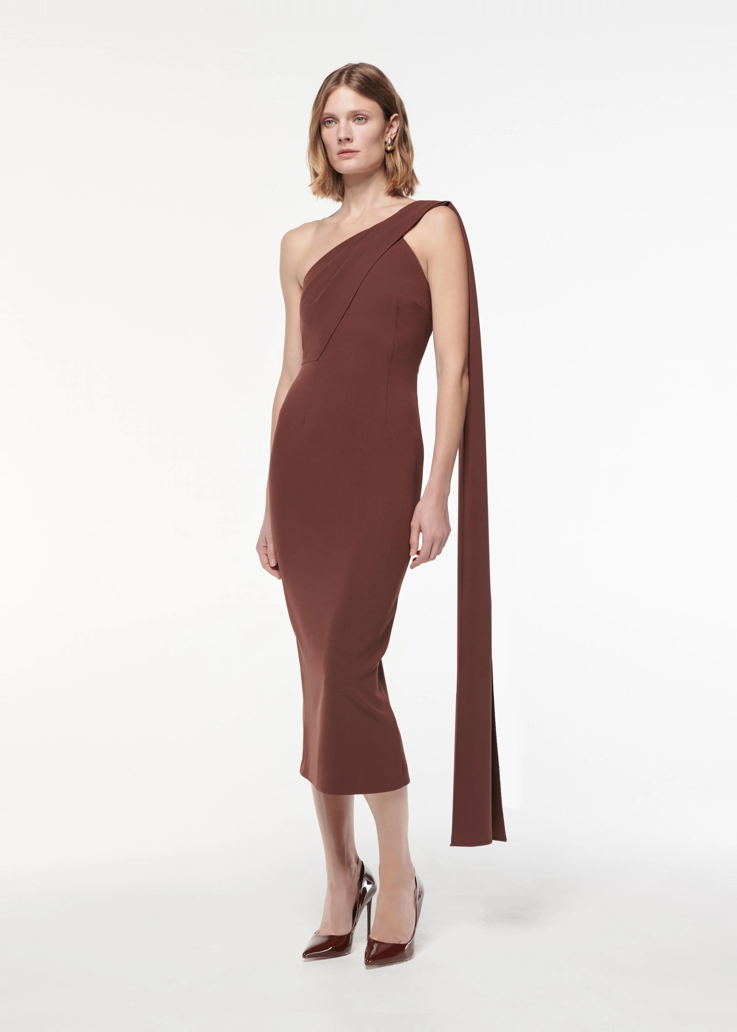 Asymmetric Heavy Cady Midi Dress - Image 2