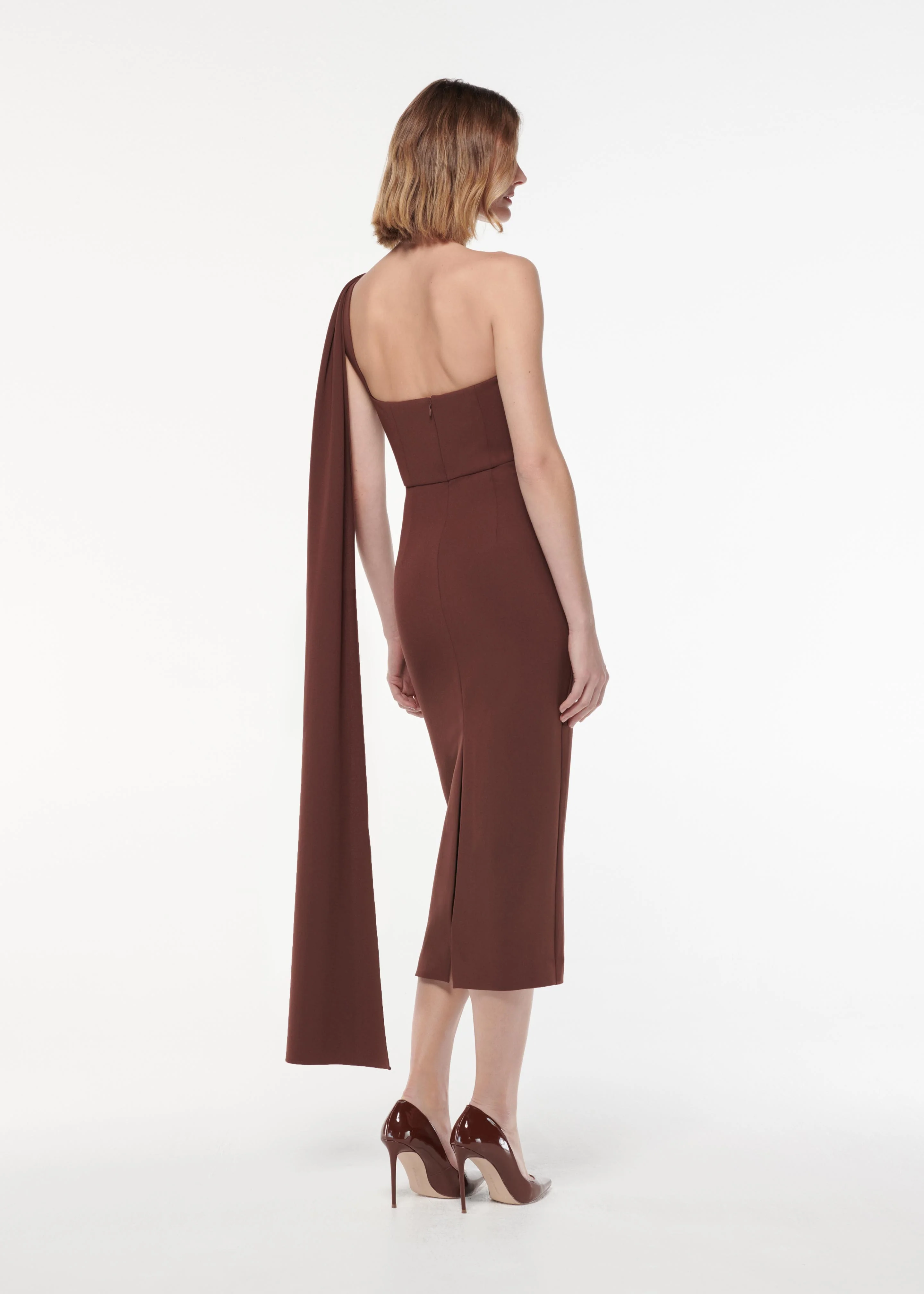Asymmetric Heavy Cady Midi Dress - Image 3