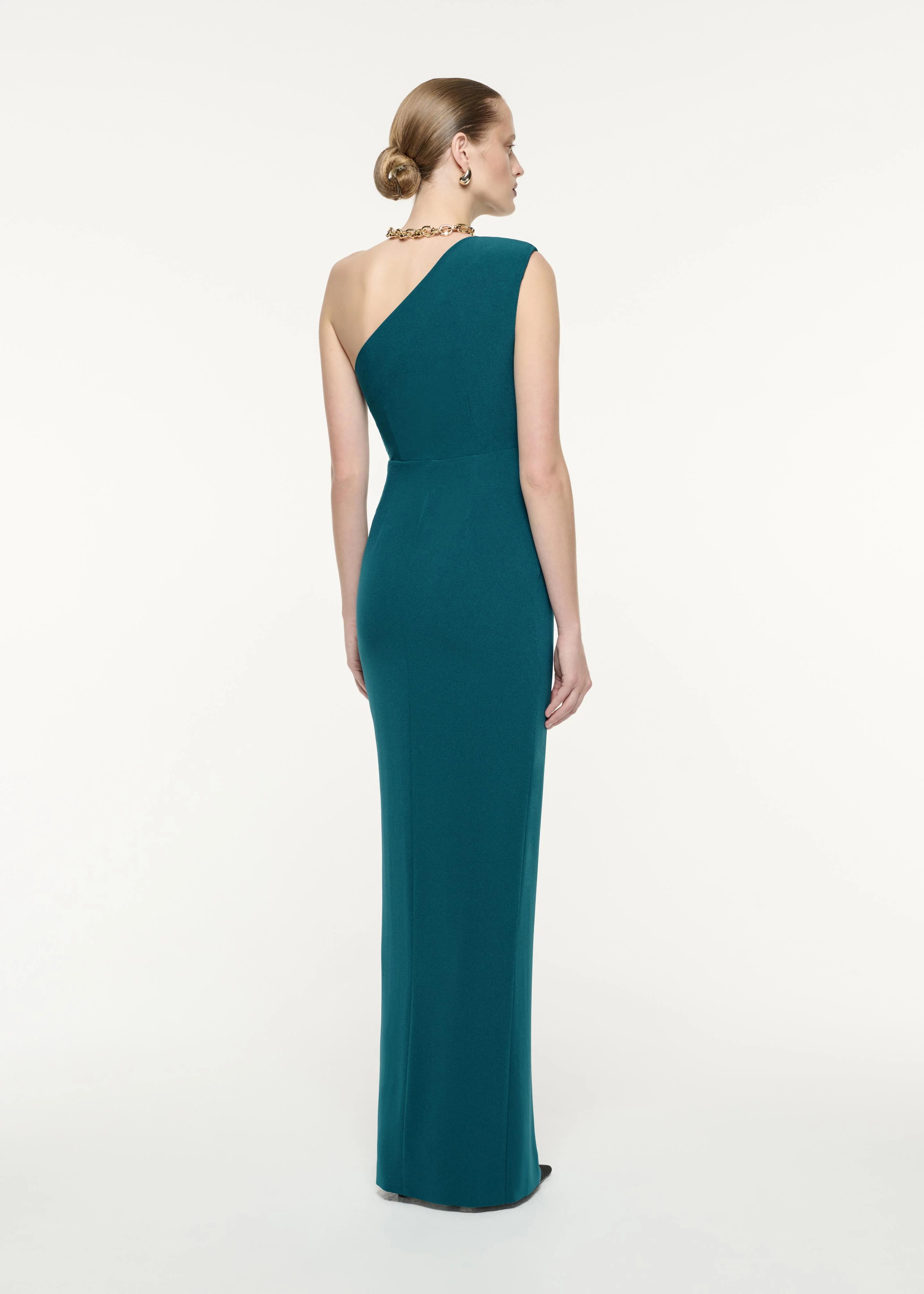 Asymmetric Satin Crepe Maxi Dress - Image 3