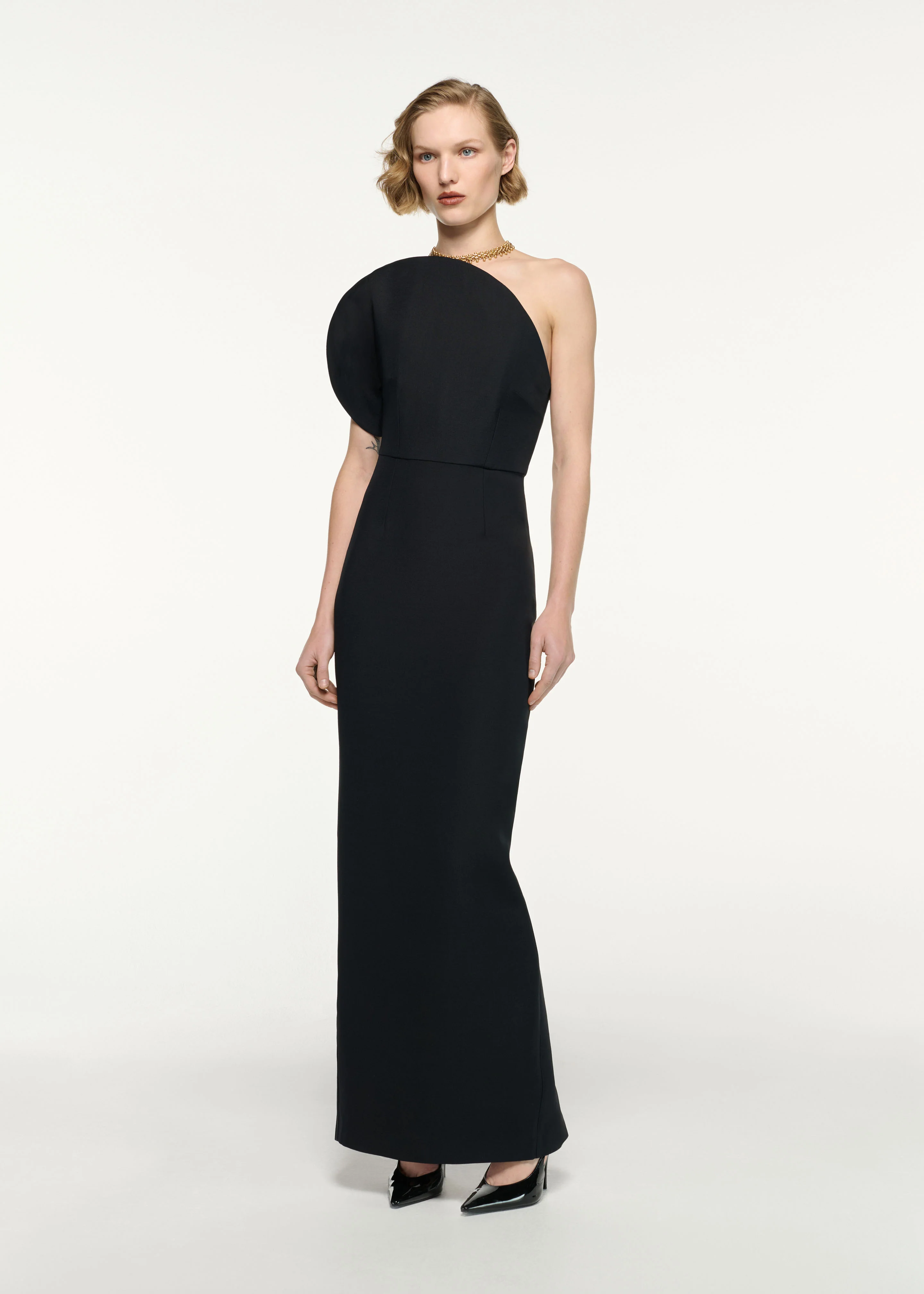 Asymmetric Silk Wool Maxi Dress - Image 2