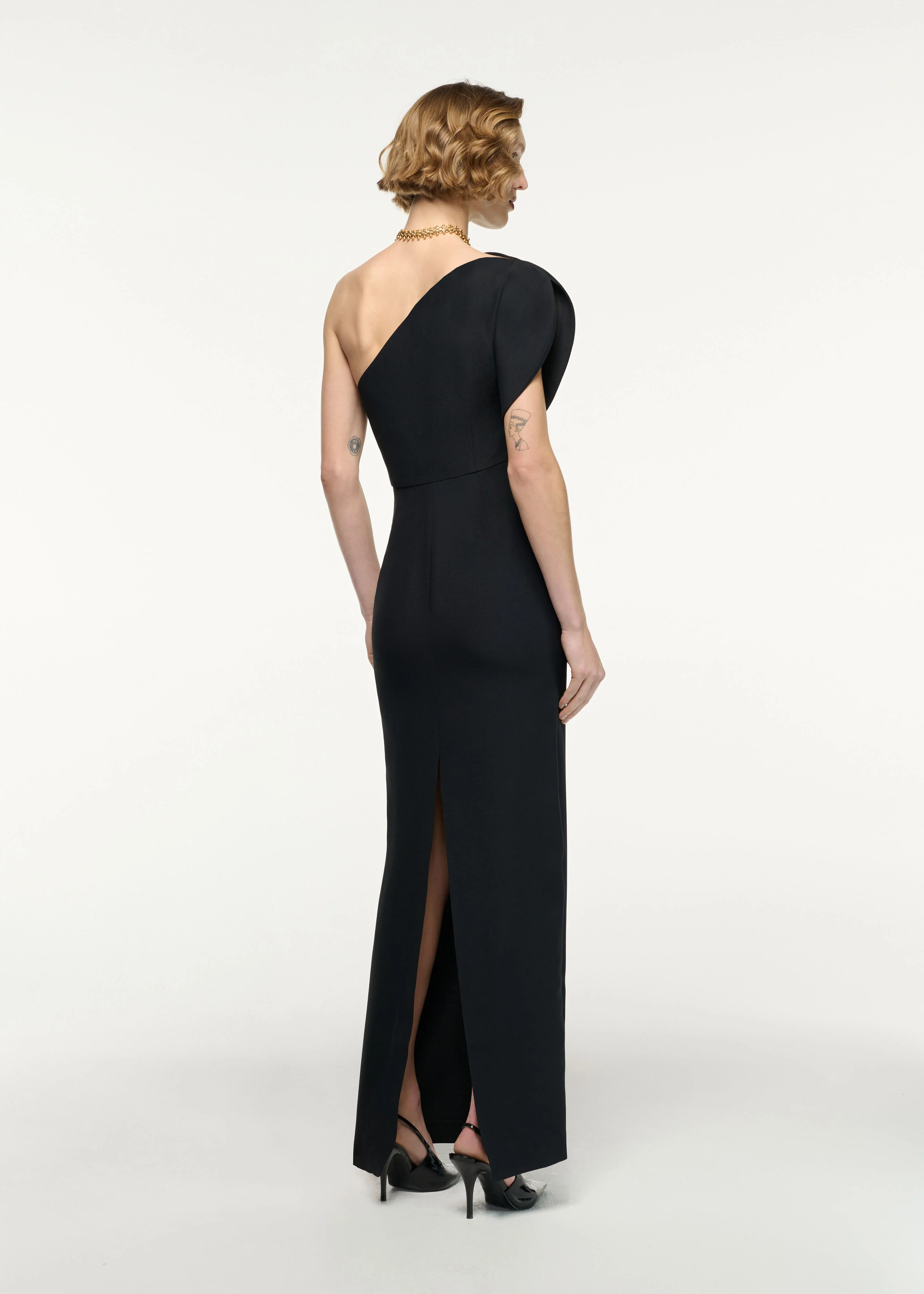 Asymmetric Silk Wool Maxi Dress - Image 3
