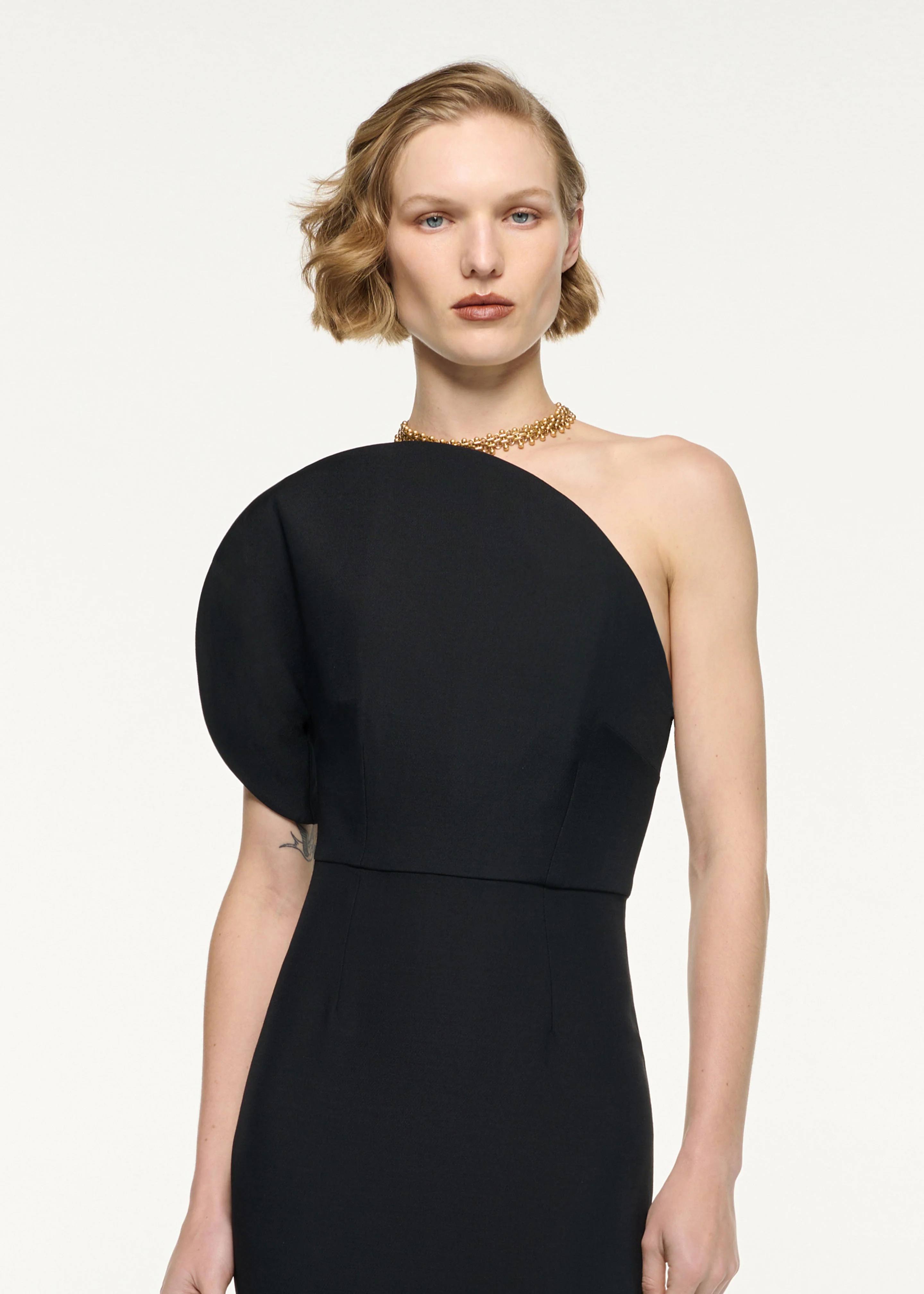 Asymmetric Silk Wool Maxi Dress - Image 4
