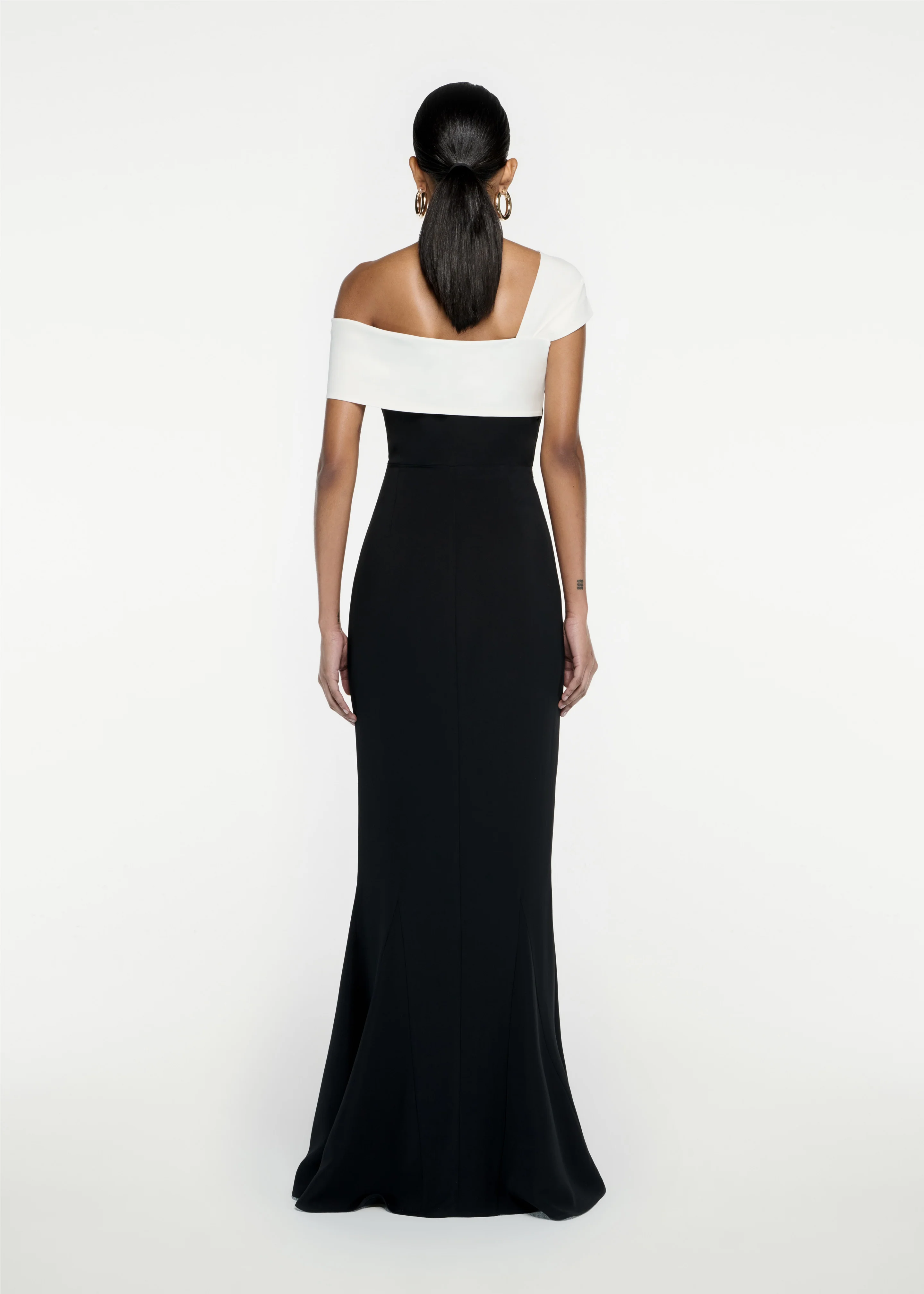 Asymmetric Stretch Cady Maxi Dress - Image 3