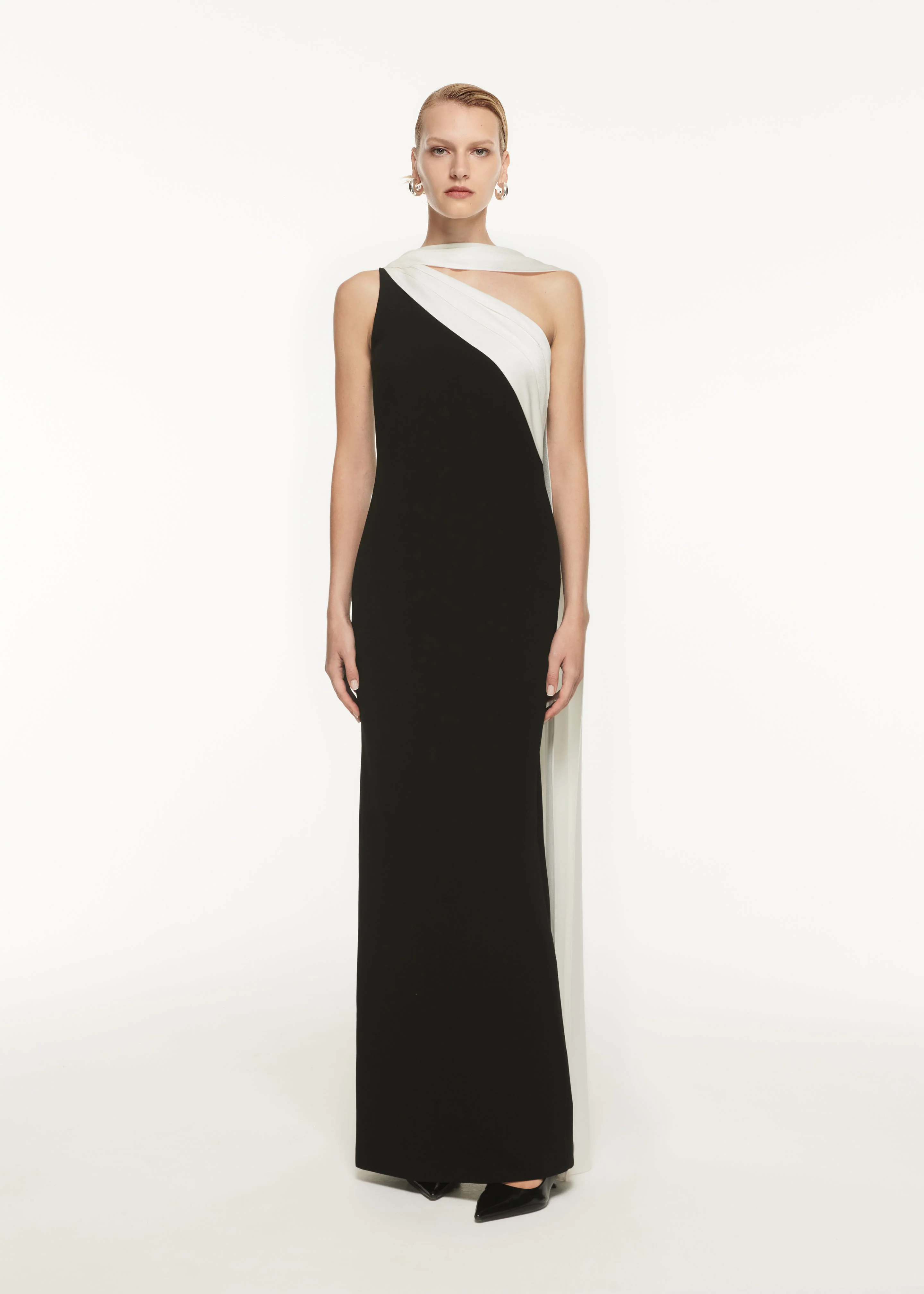 Asymmetric Satin Sash Maxi Dress