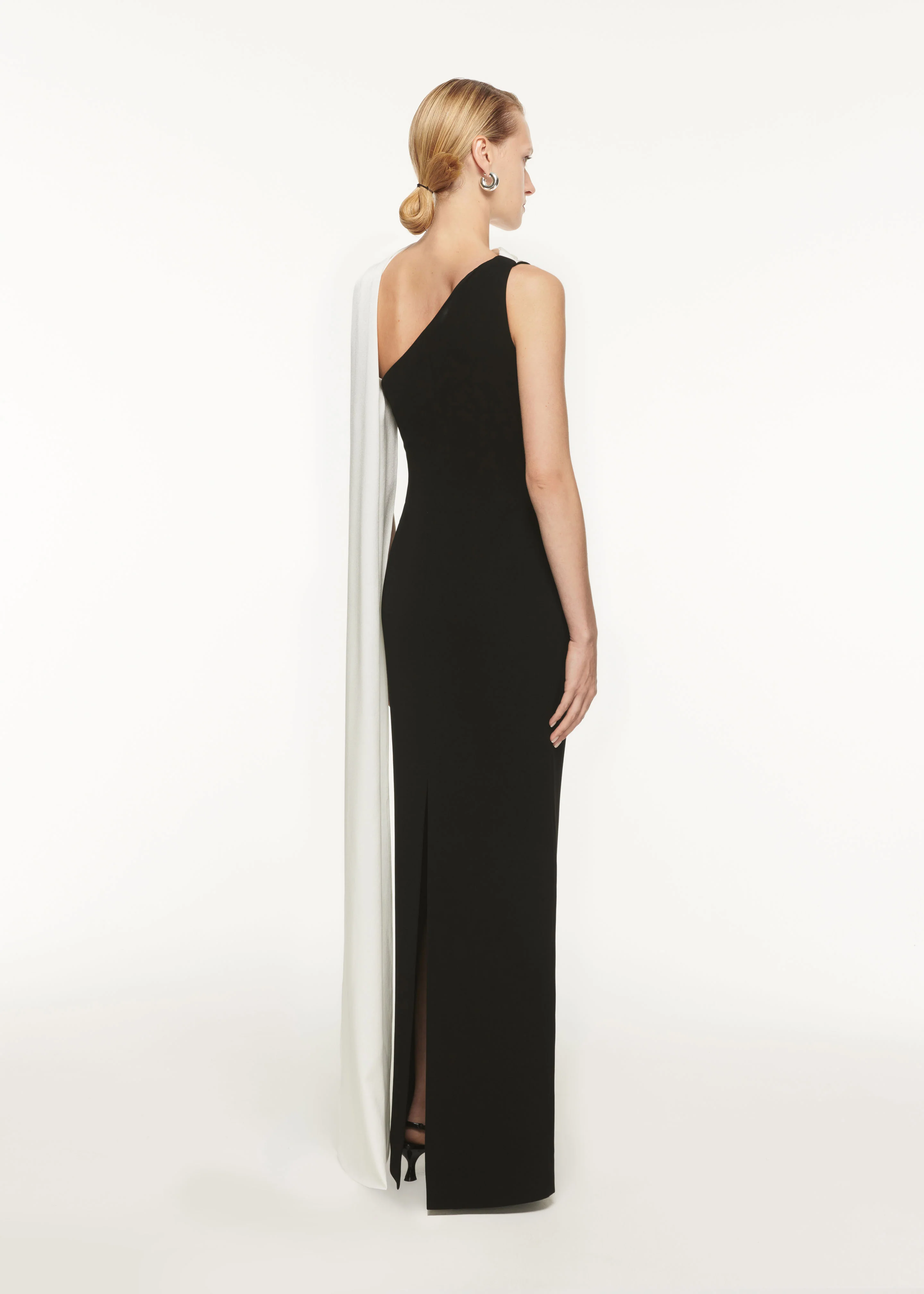 Asymmetric Satin Sash Maxi Dress - Image 3