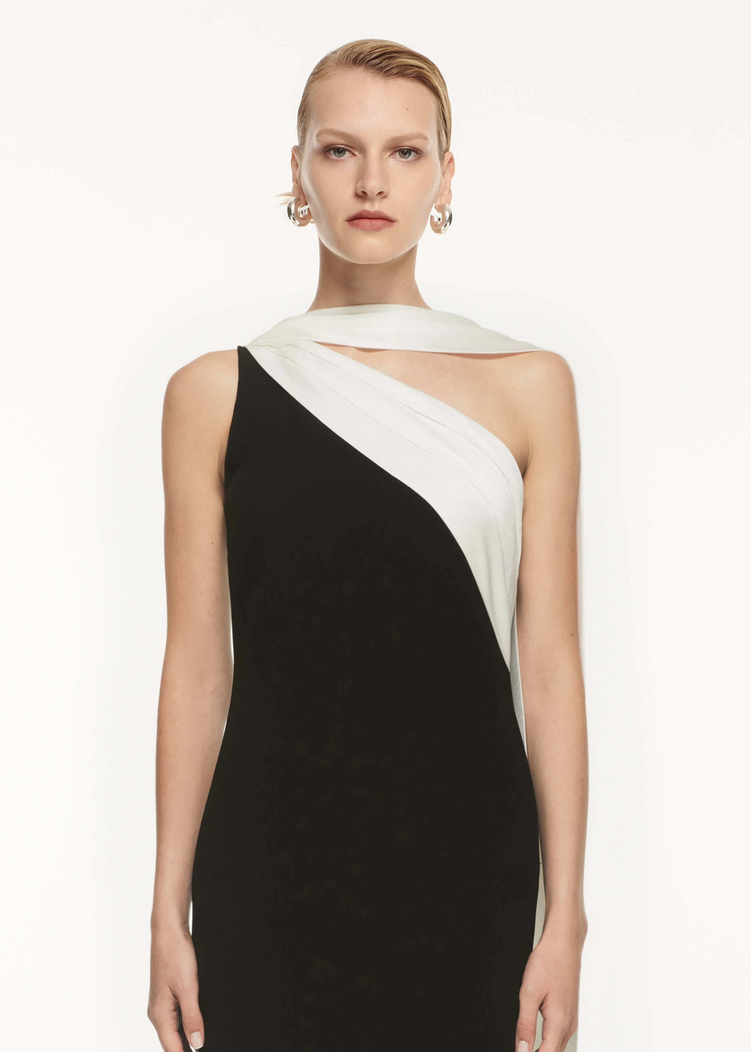 Asymmetric Satin Sash Maxi Dress - Image 4