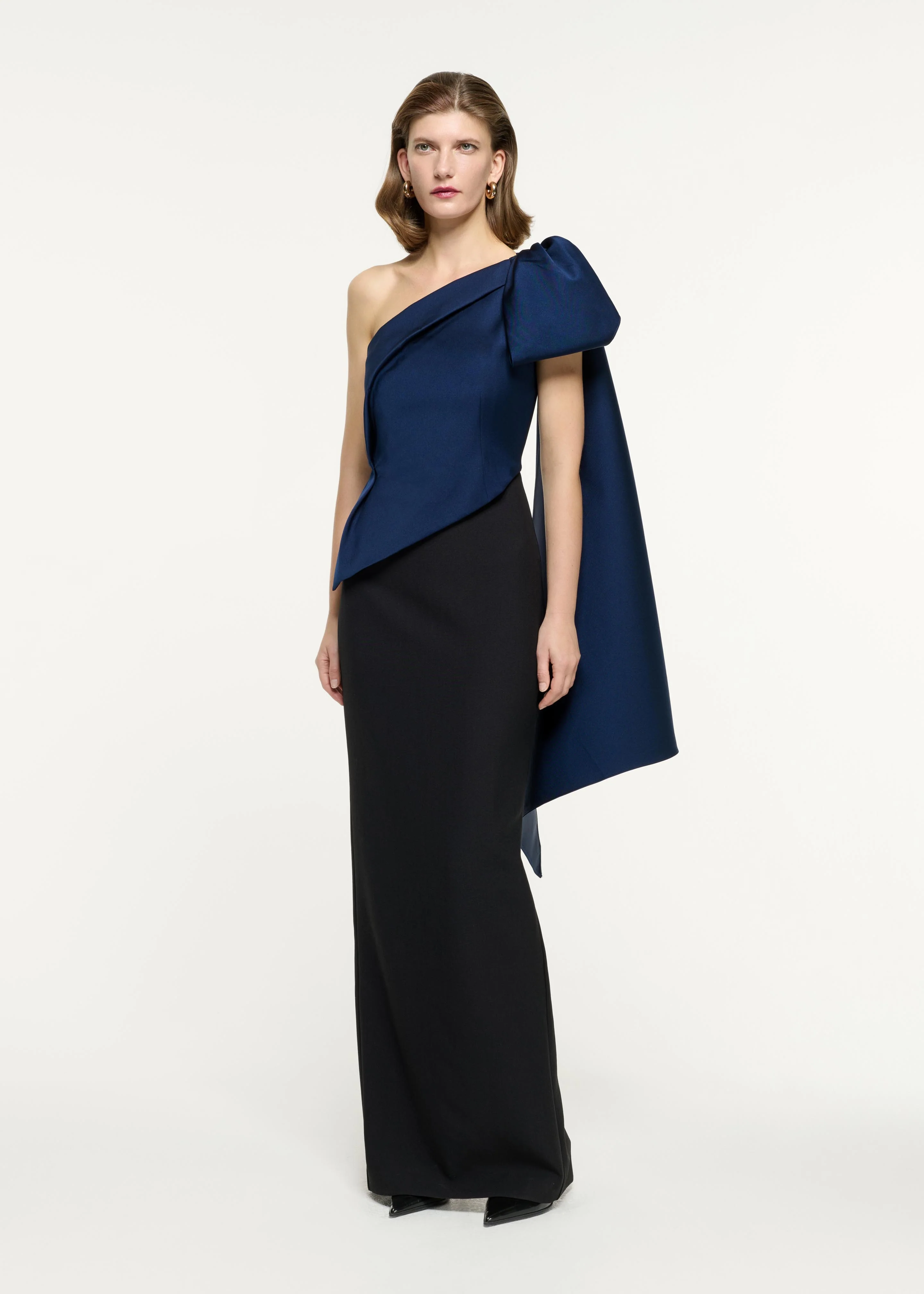 Asymmetric Taffeta Bow Drape Gown - Image 2