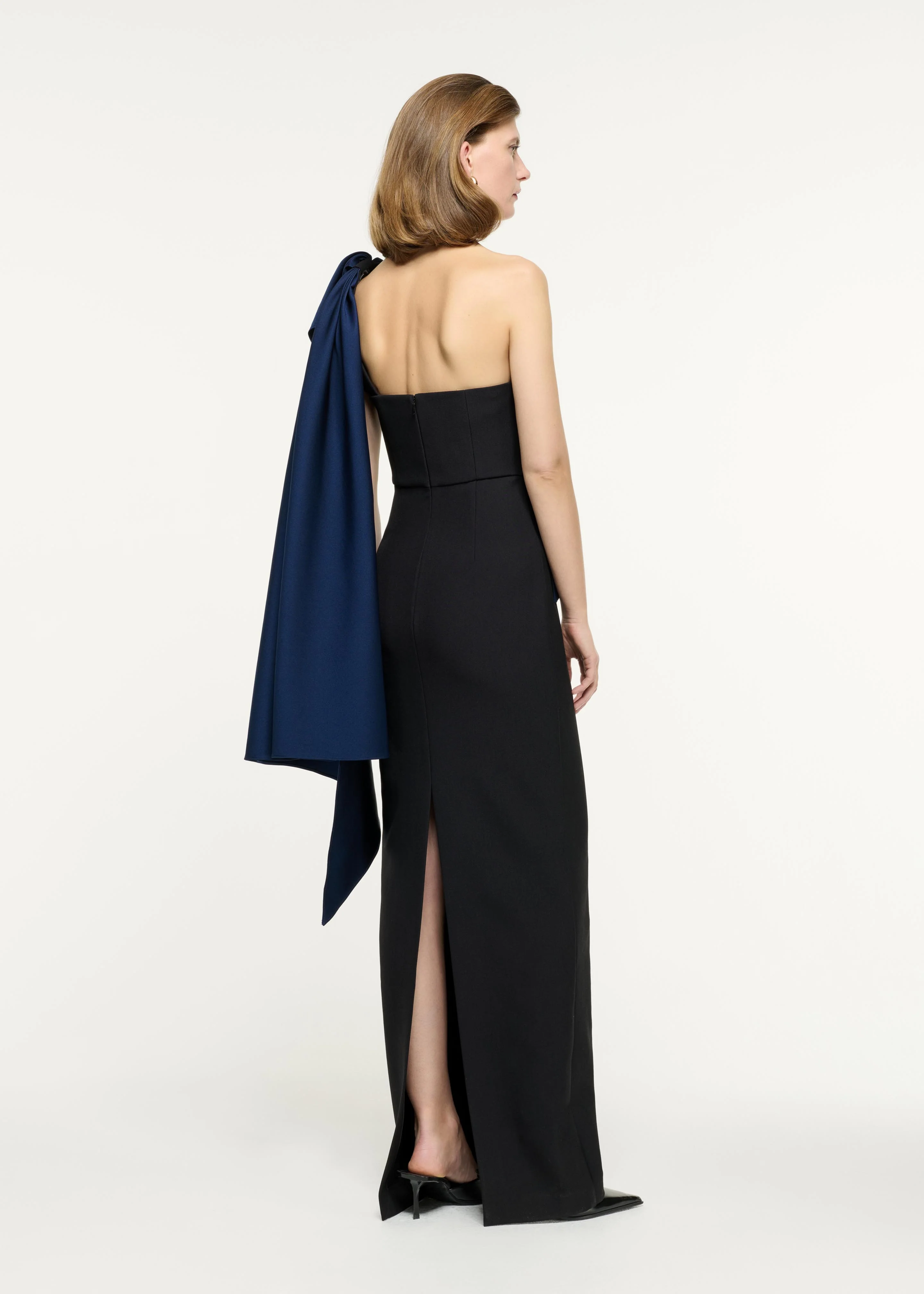 Asymmetric Taffeta Bow Drape Gown - Image 3