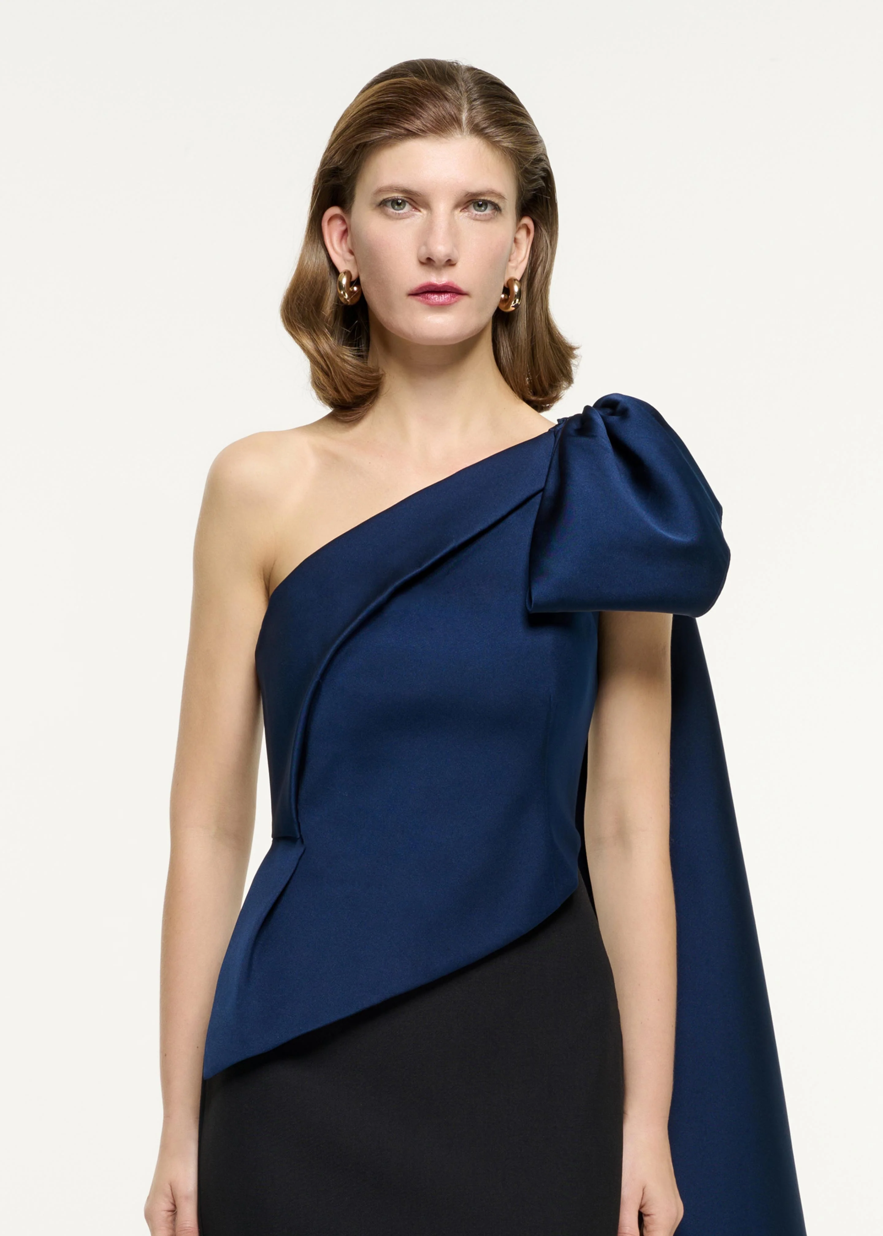 Asymmetric Taffeta Bow Drape Gown - Image 4