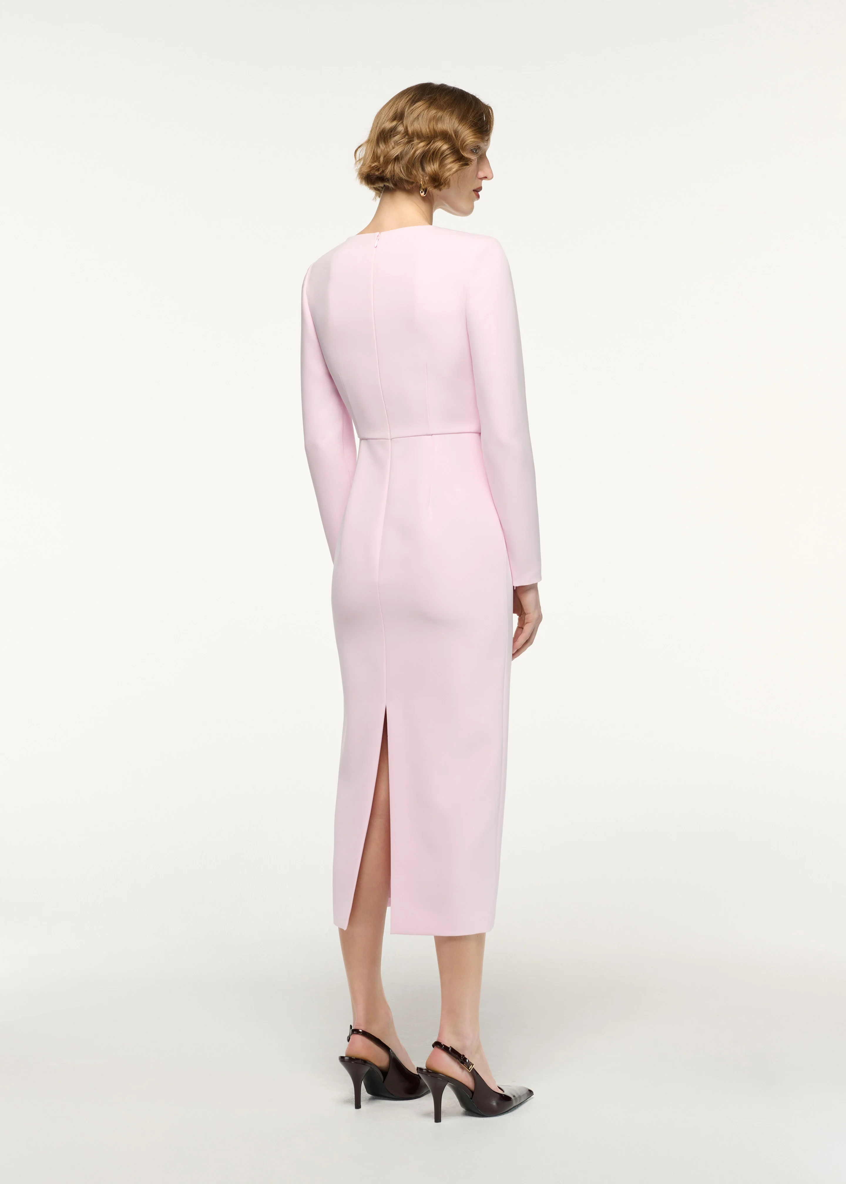 Asymmetric Twist Drape Midi Dress - Image 3