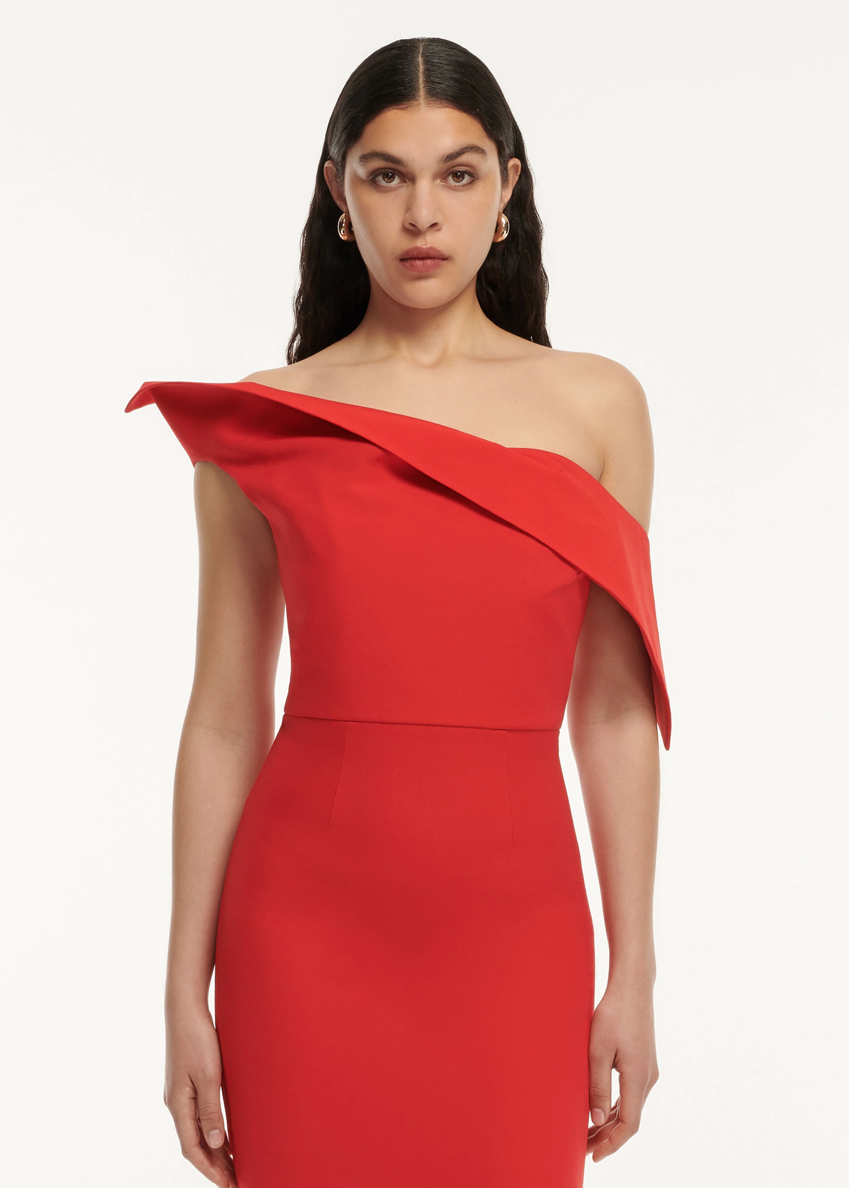 Asymmetric Drape Wool Silk Maxi Dress - Image 4