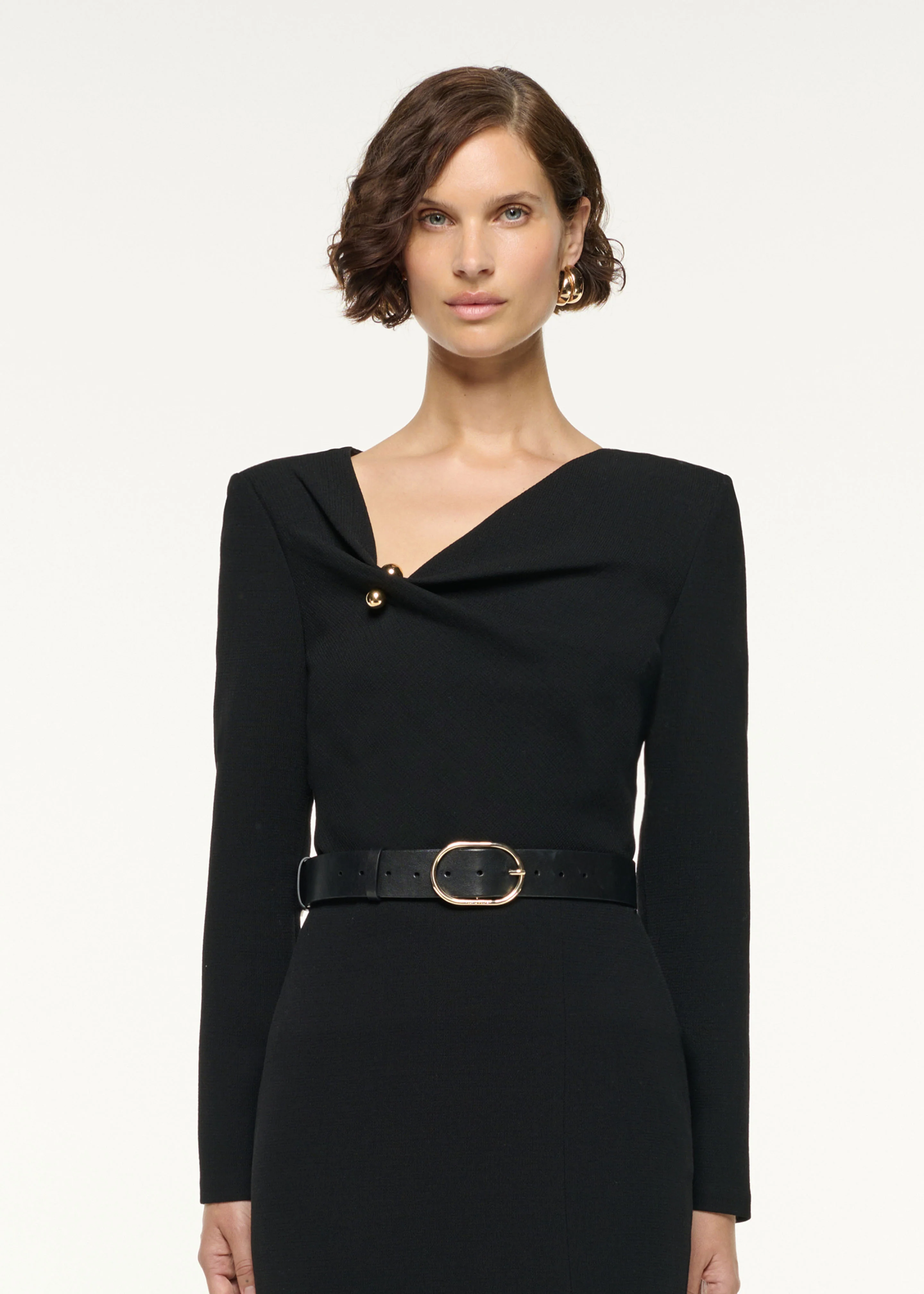 Asymmetrical Draped Neck Wool Top - Image 4