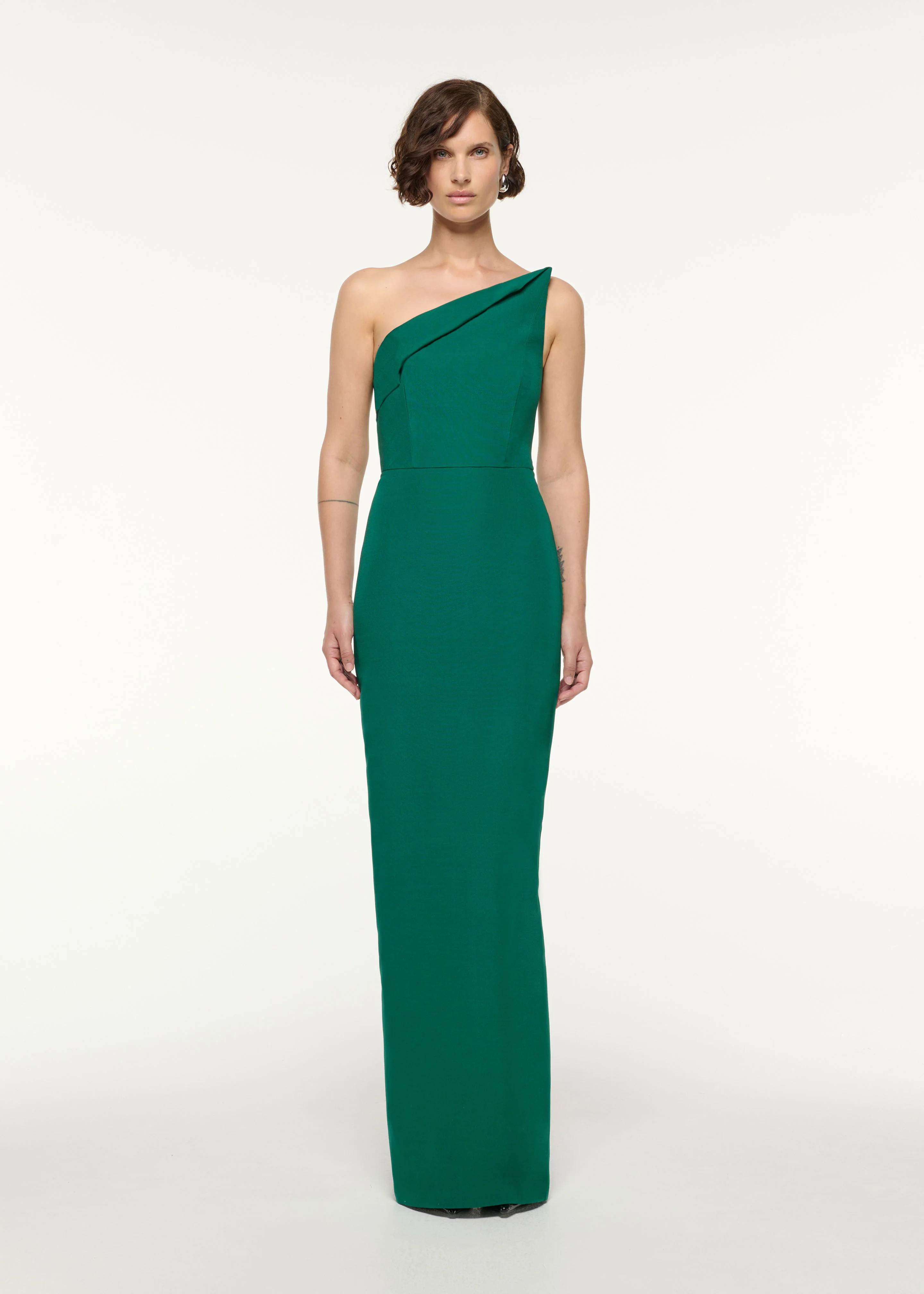 Asymmetrical Fold Wool Silk Gown