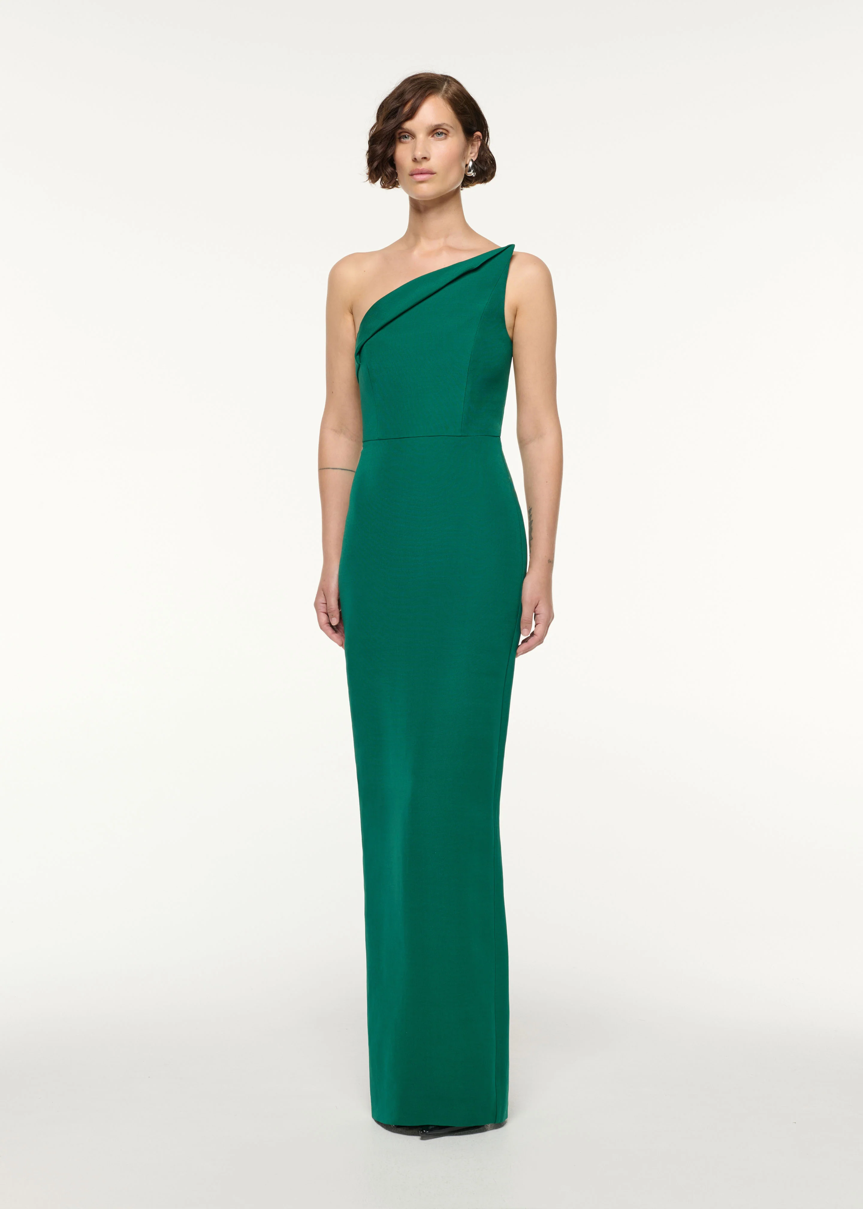 Asymmetrical Fold Wool Silk Gown - Image 2
