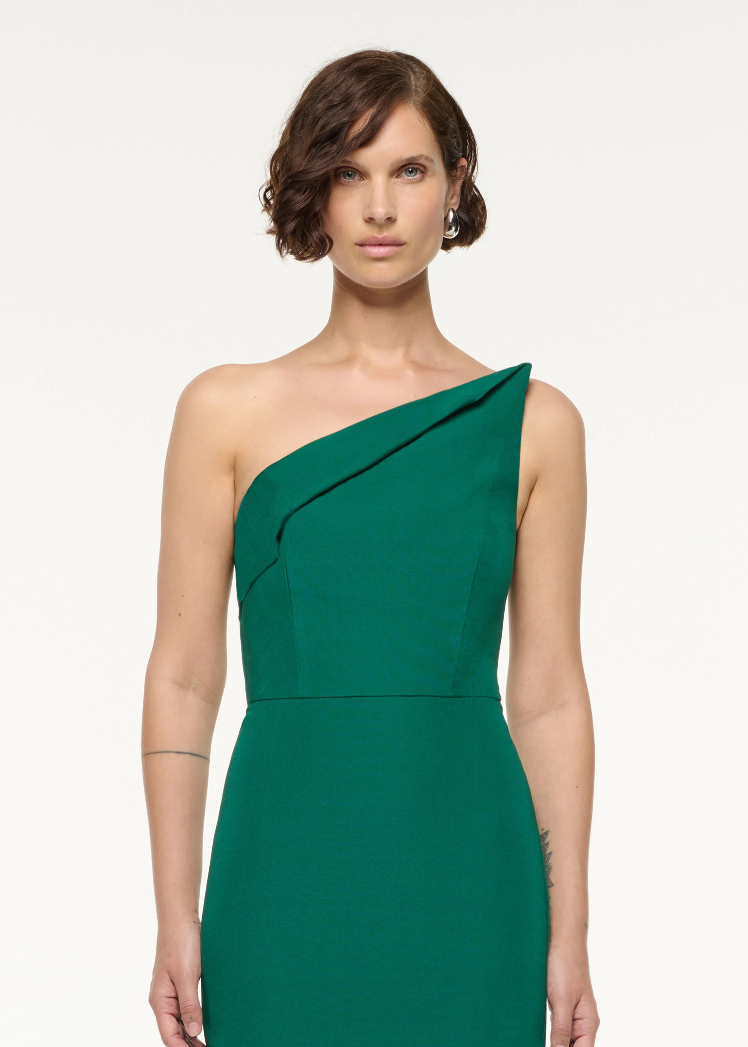 Asymmetrical Fold Wool Silk Gown - Image 4