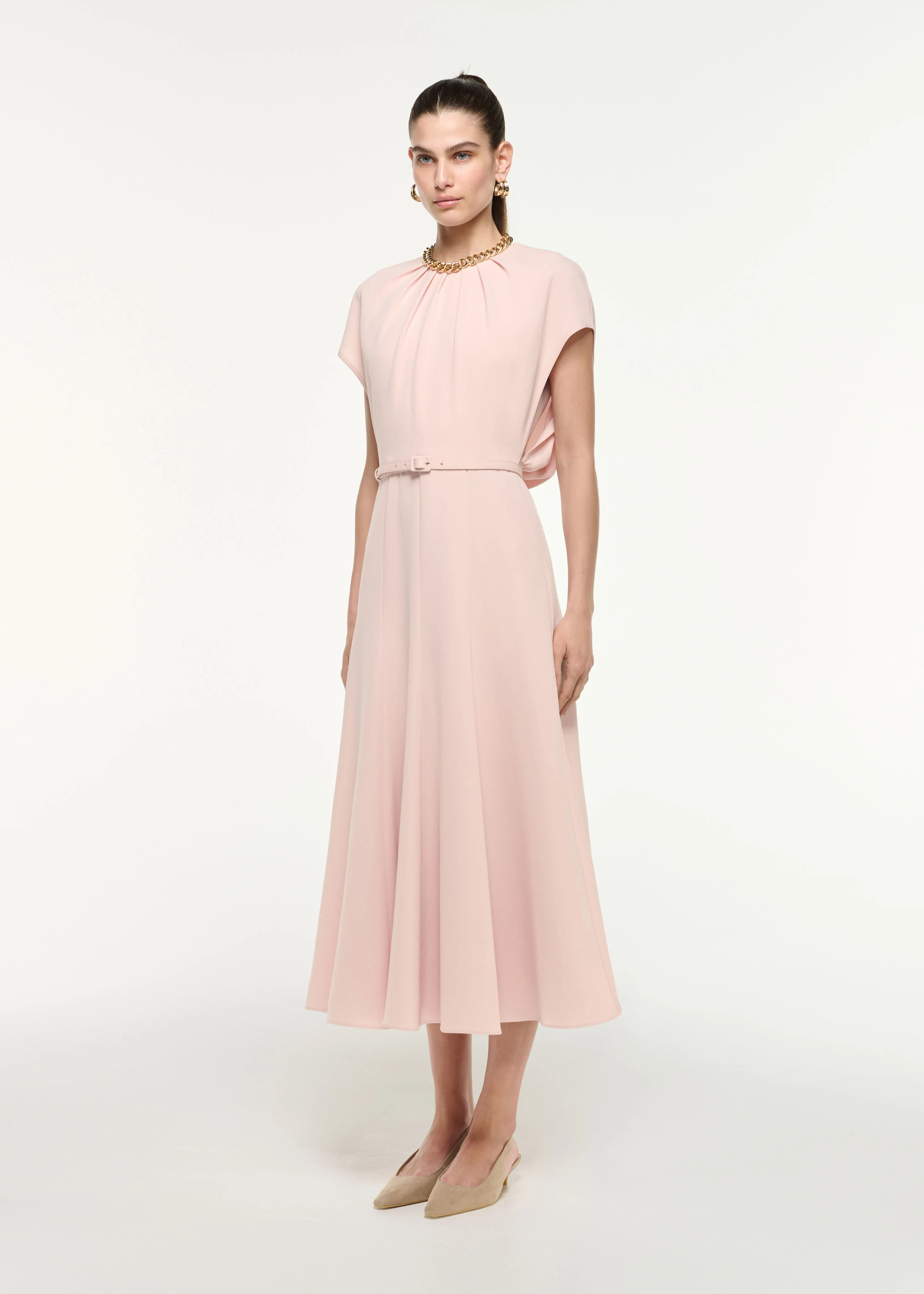 Belted Cape Midi Dress - Image 2
