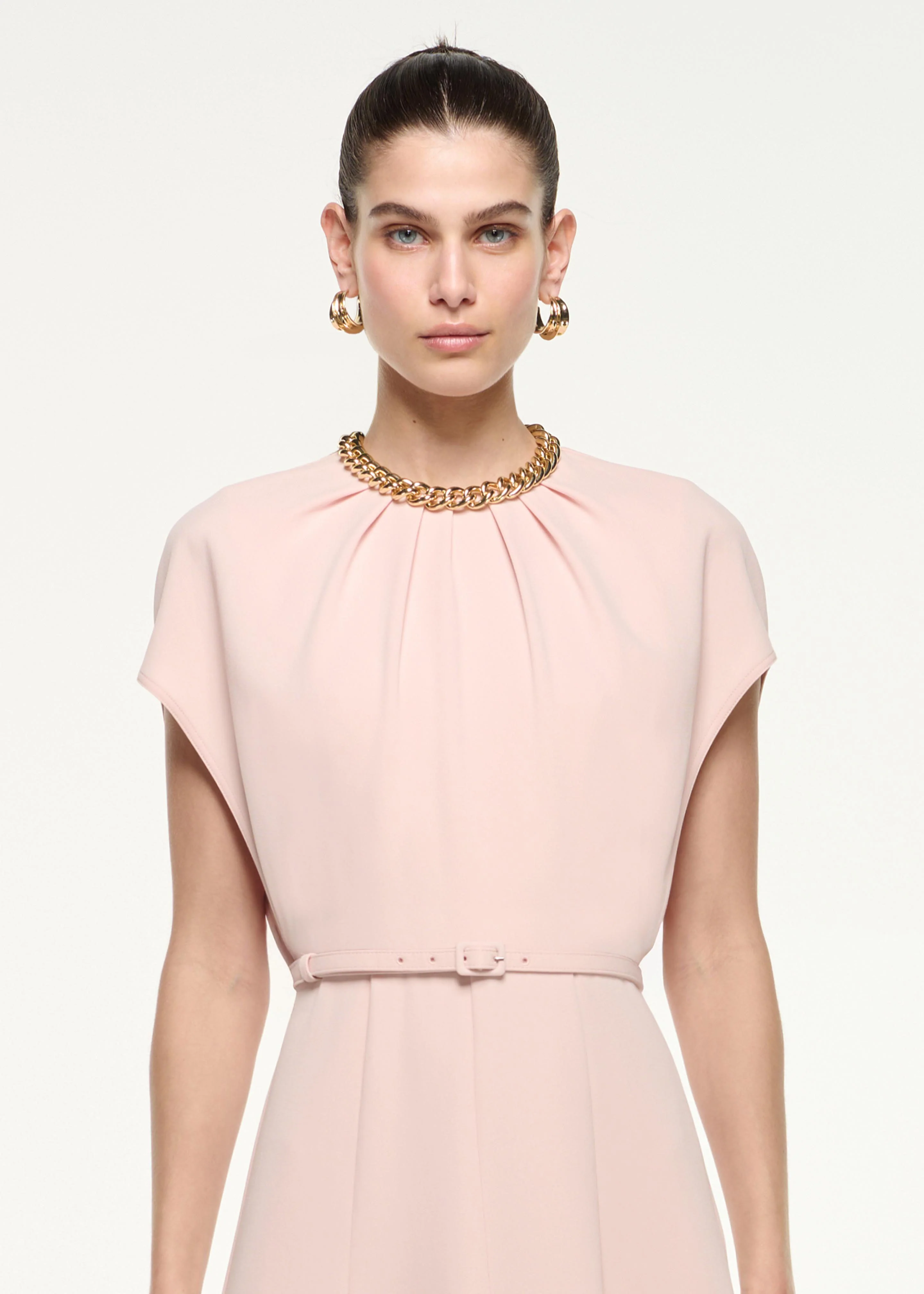 Belted Cape Midi Dress - Image 4