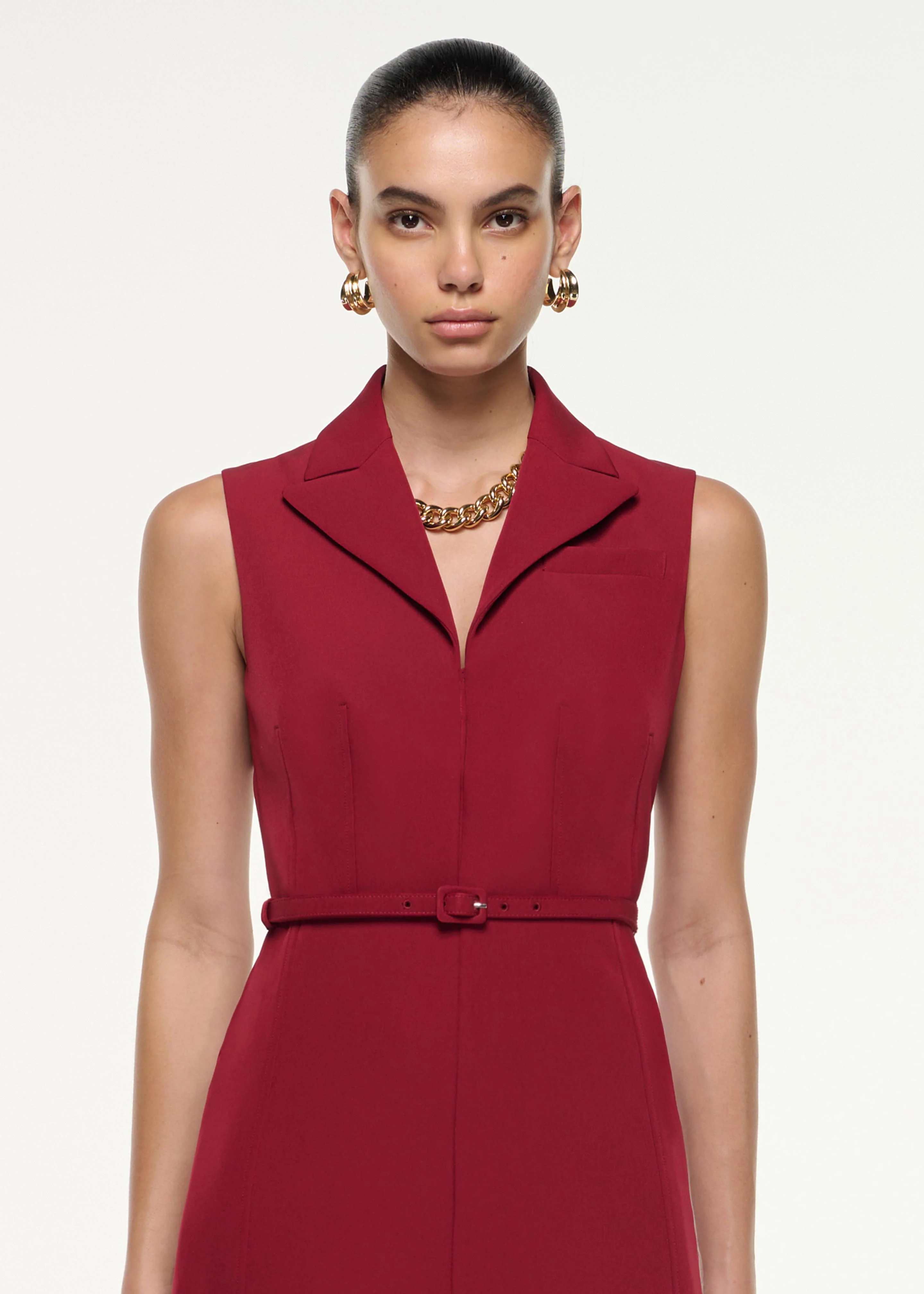 Belted Collar Midi Dress - Image 4