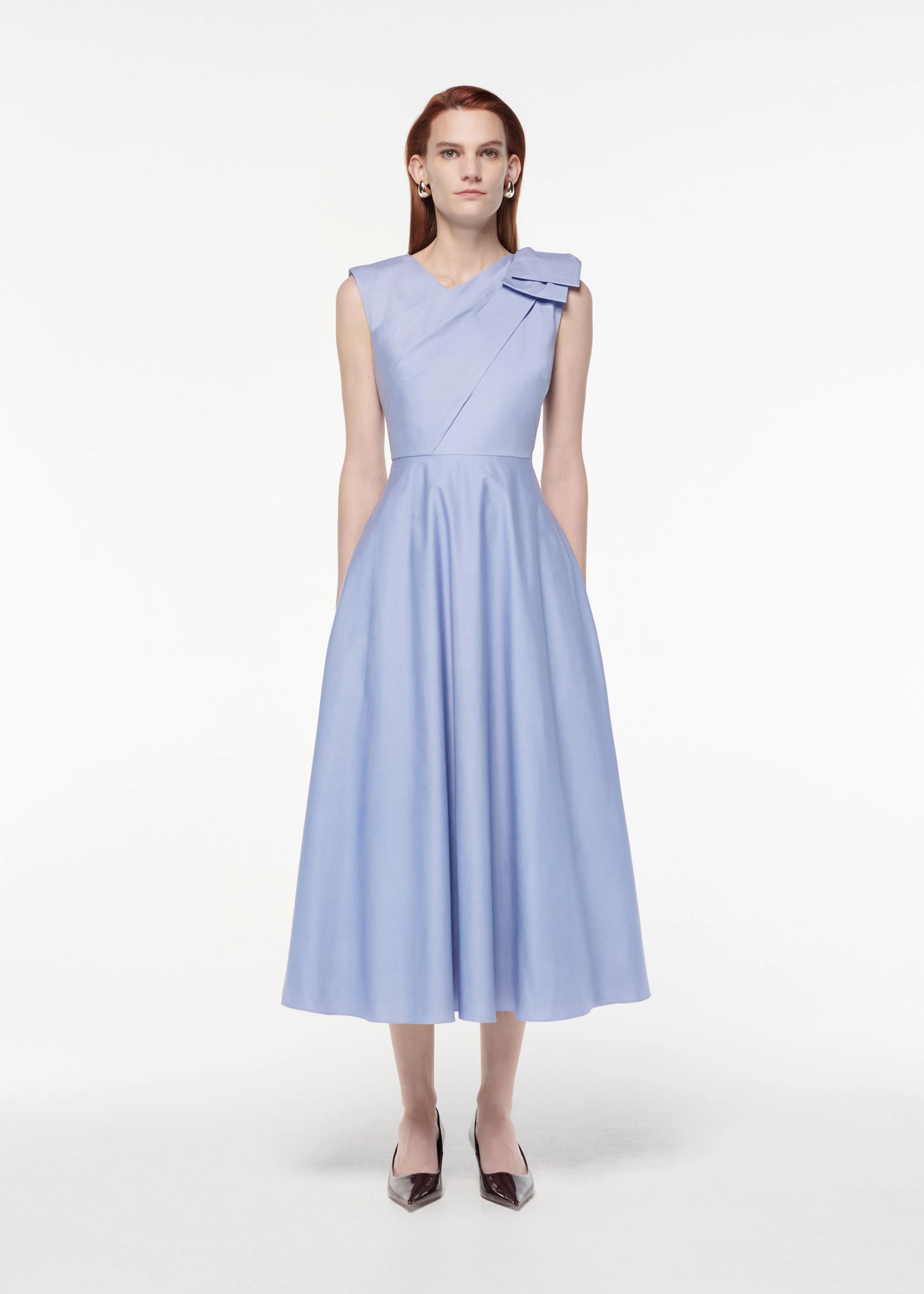 Bow Cotton Poplin Midi Dress