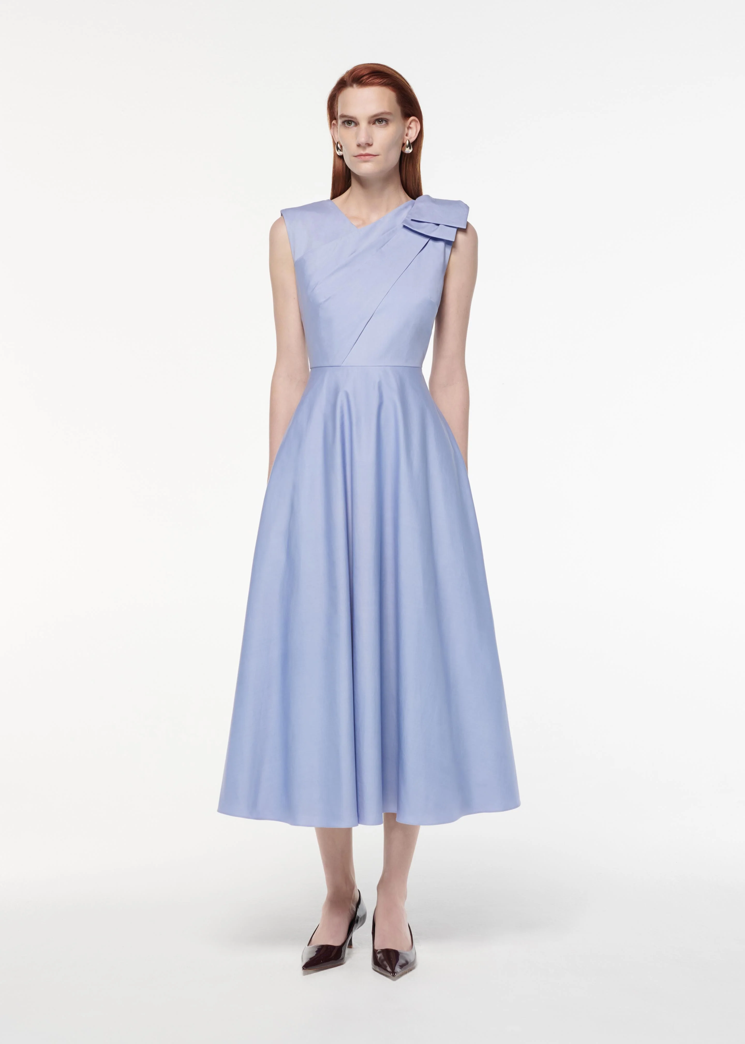 Bow Cotton Poplin Midi Dress - Image 2