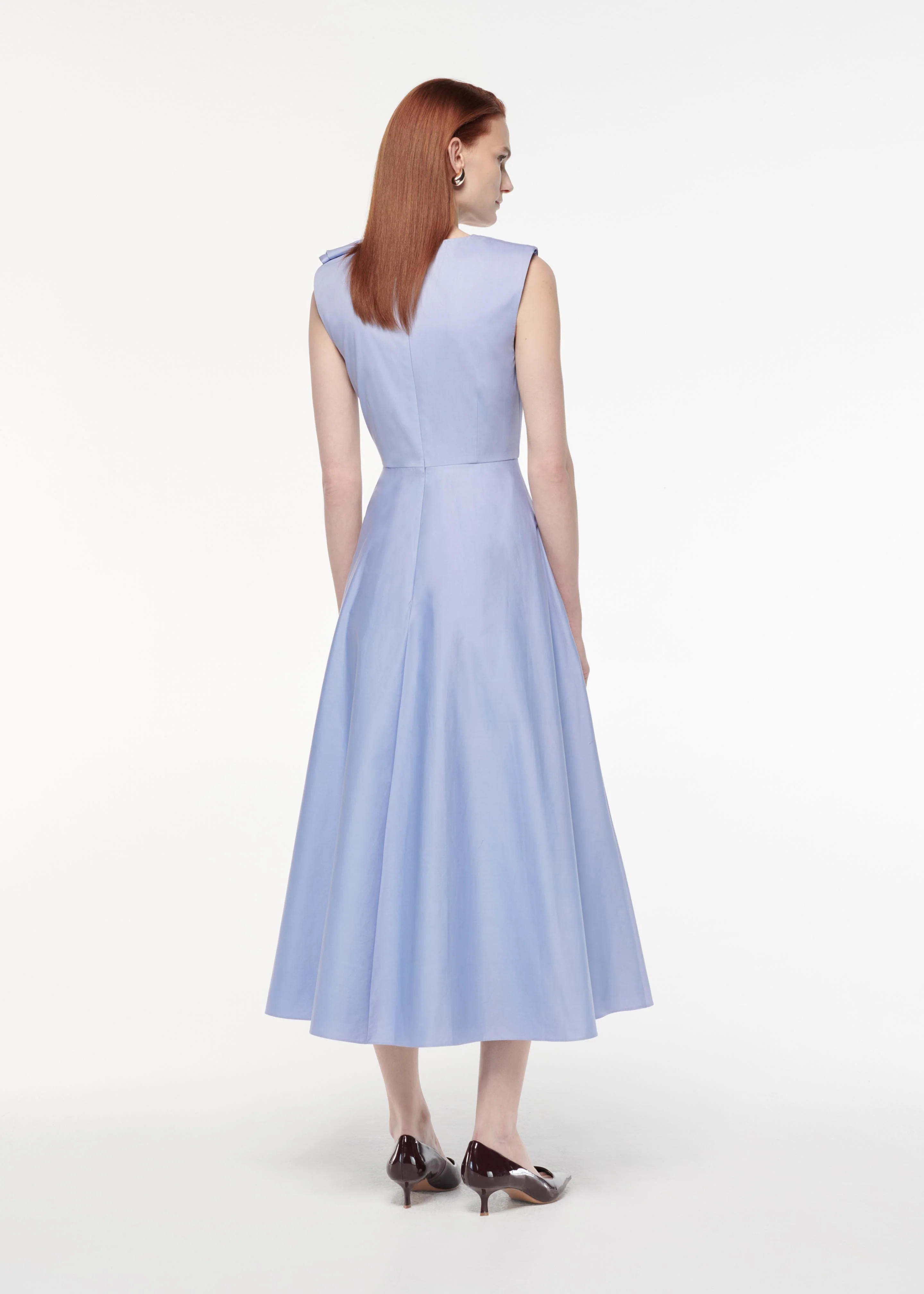 Bow Cotton Poplin Midi Dress - Image 3