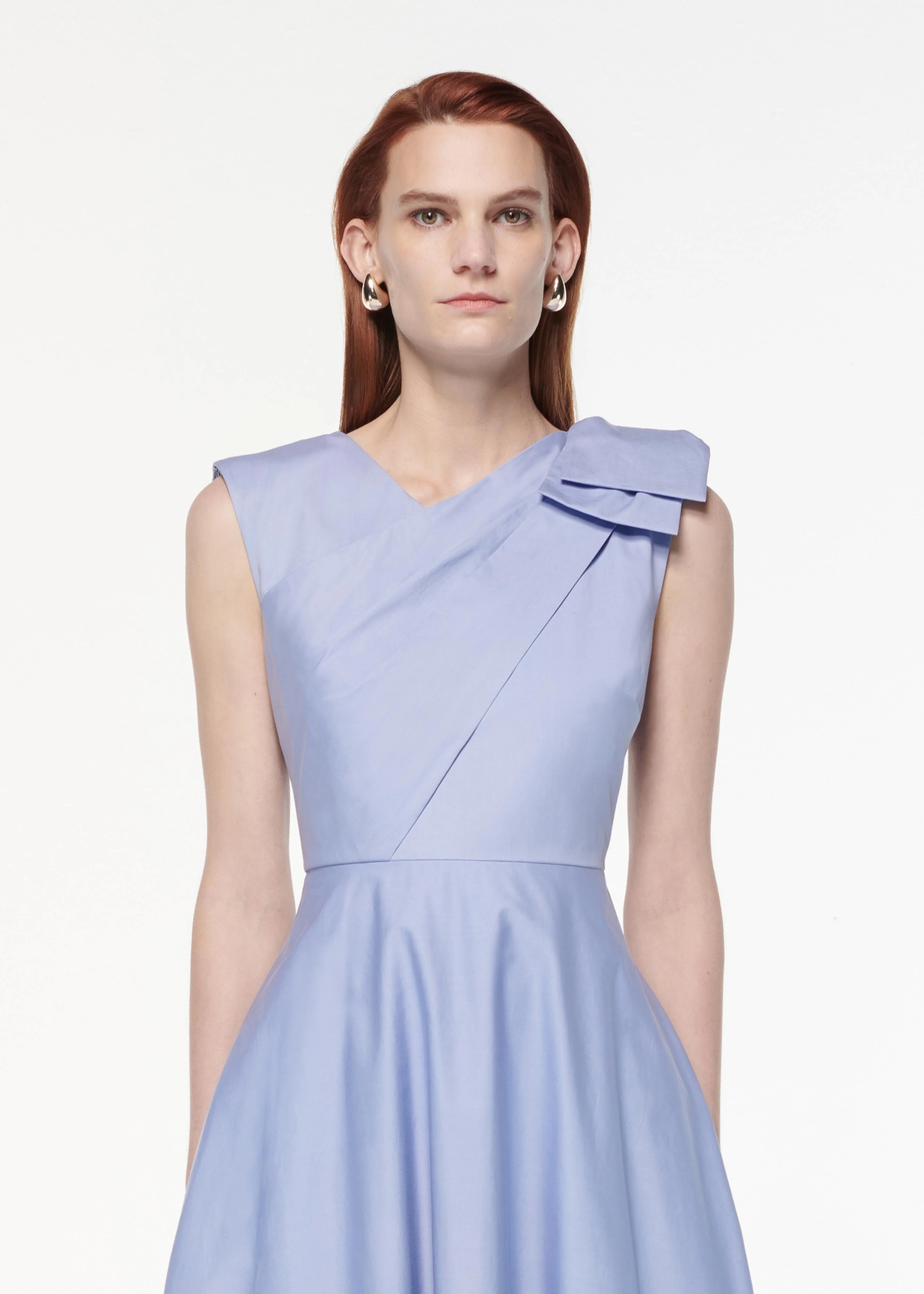 Bow Cotton Poplin Midi Dress - Image 4