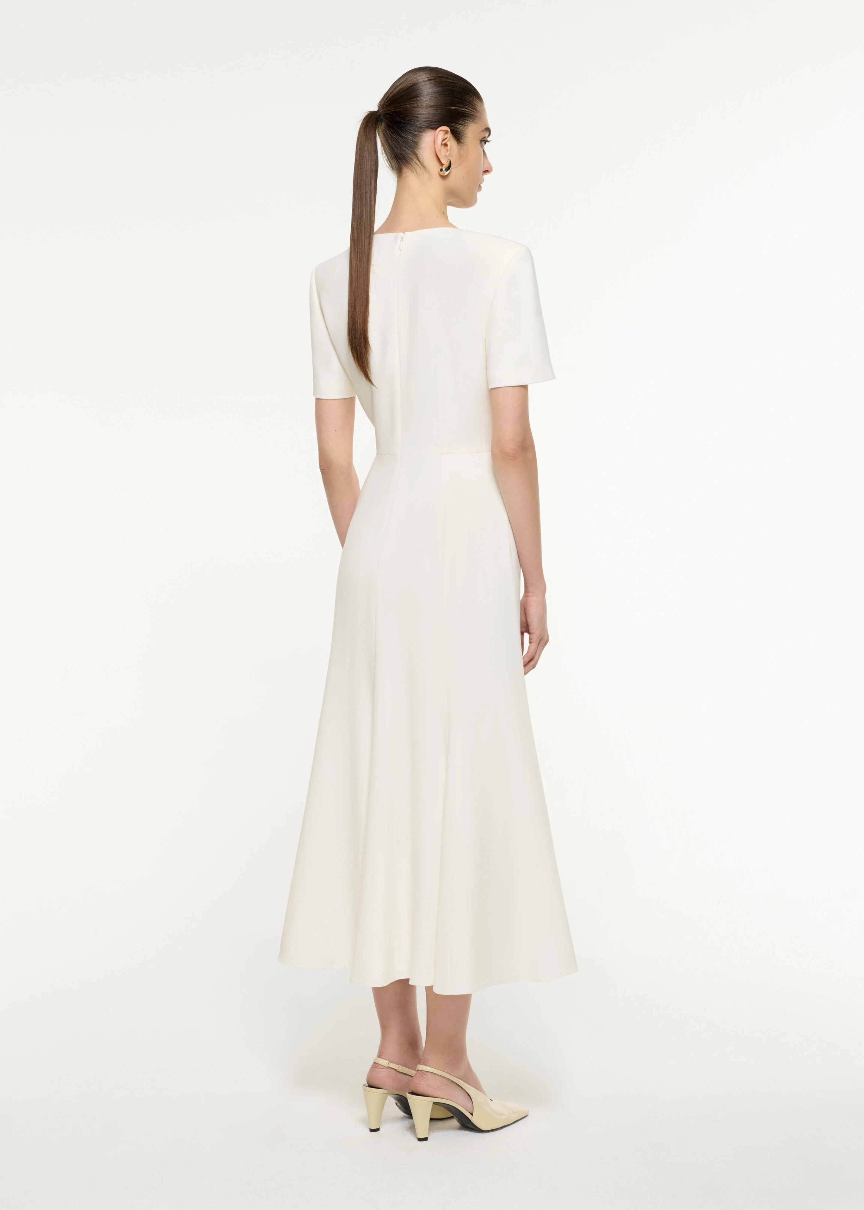 Bow Drape Light Cady Midi Dress - Image 3