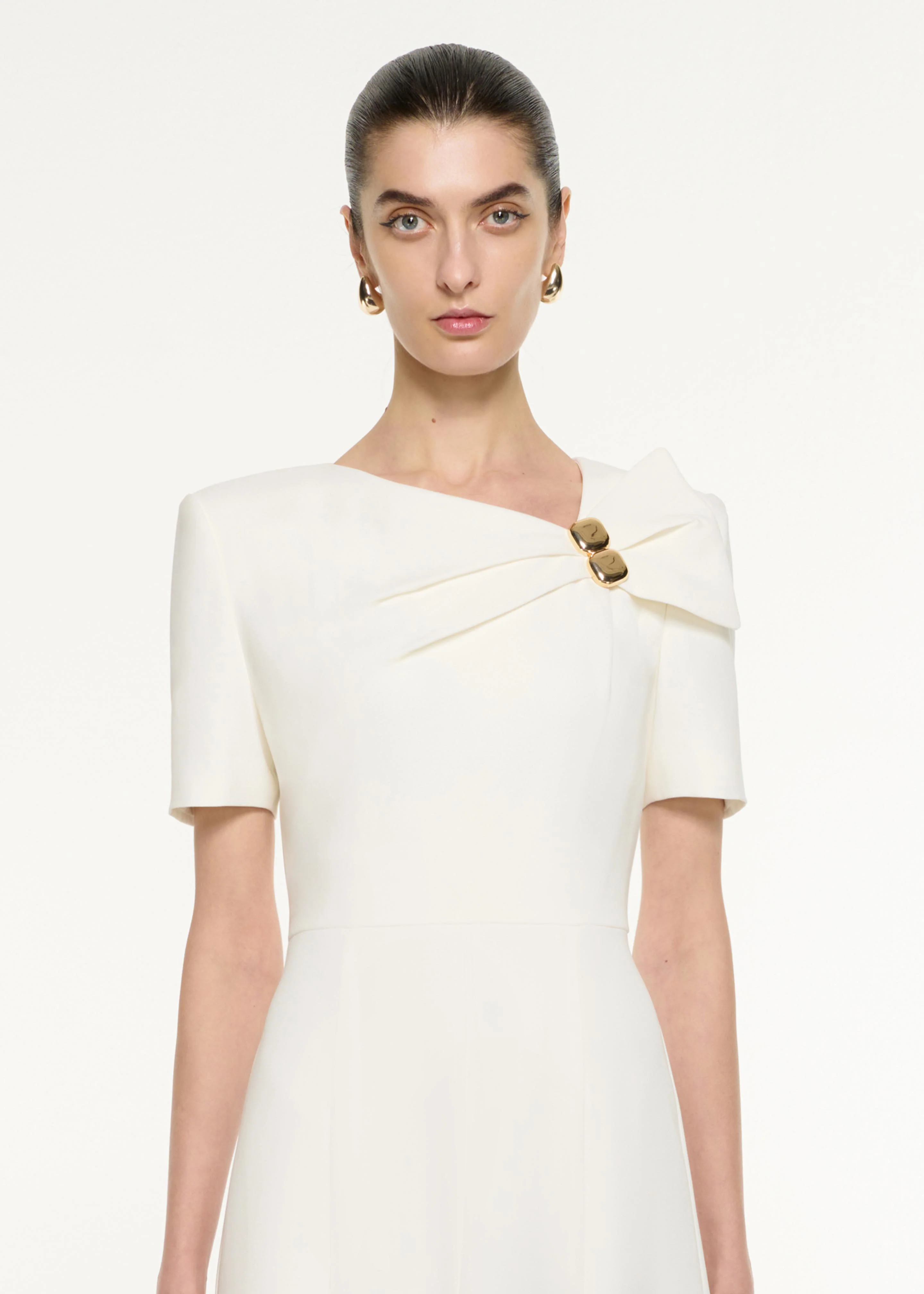 Bow Drape Light Cady Midi Dress - Image 4