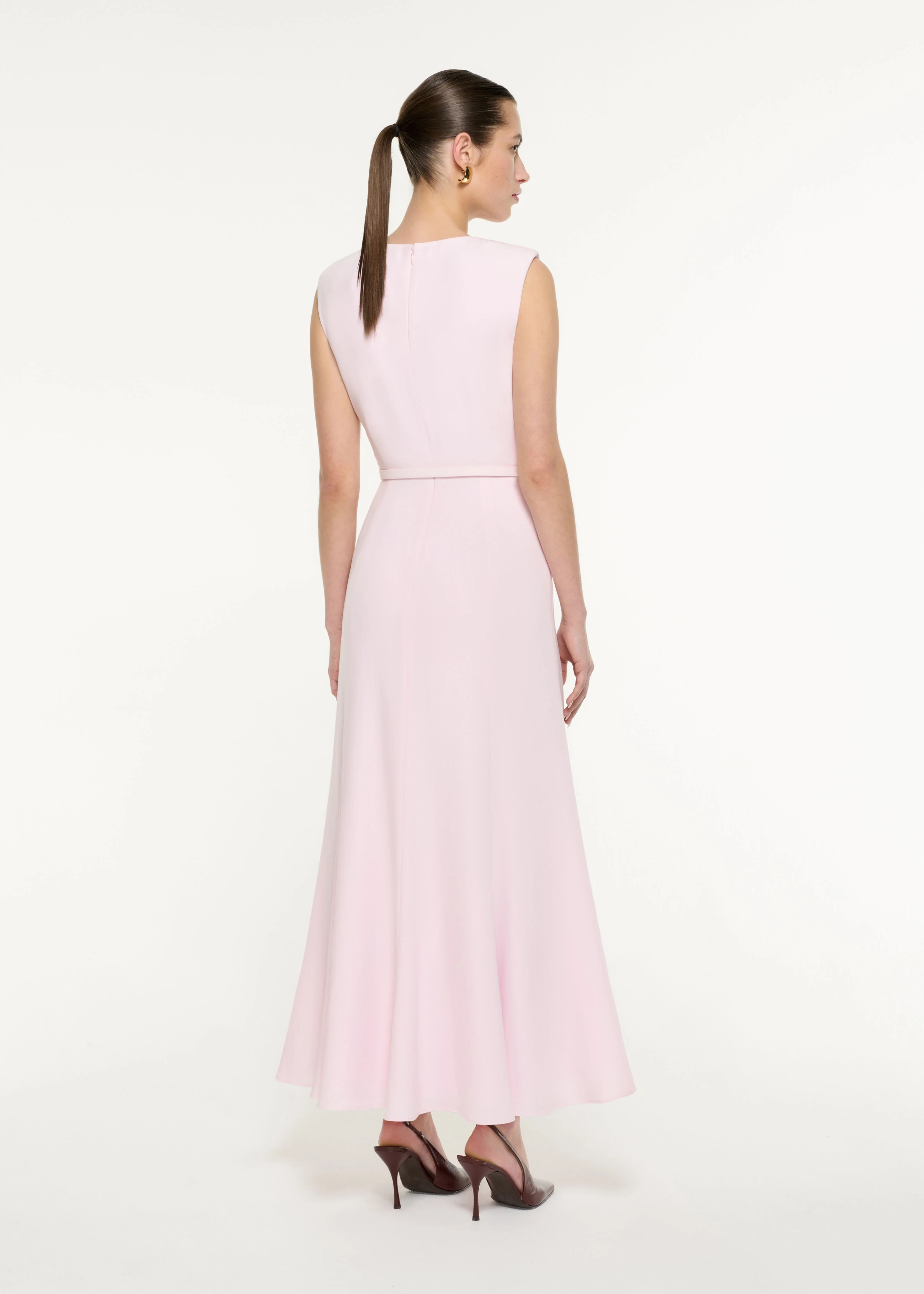 Bow Drape Satin Crepe Maxi Dress - Image 3