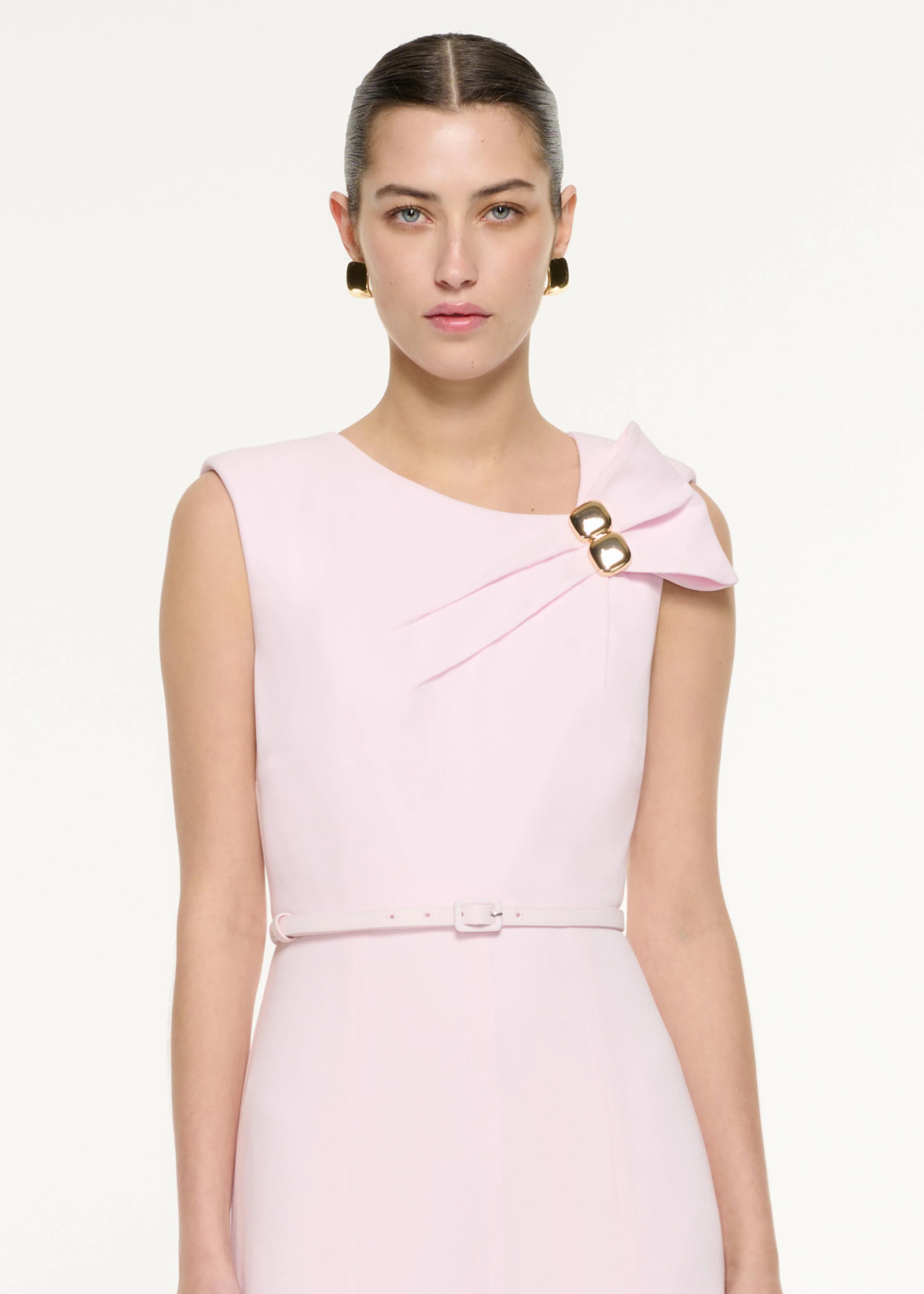 Bow Drape Satin Crepe Maxi Dress - Image 4