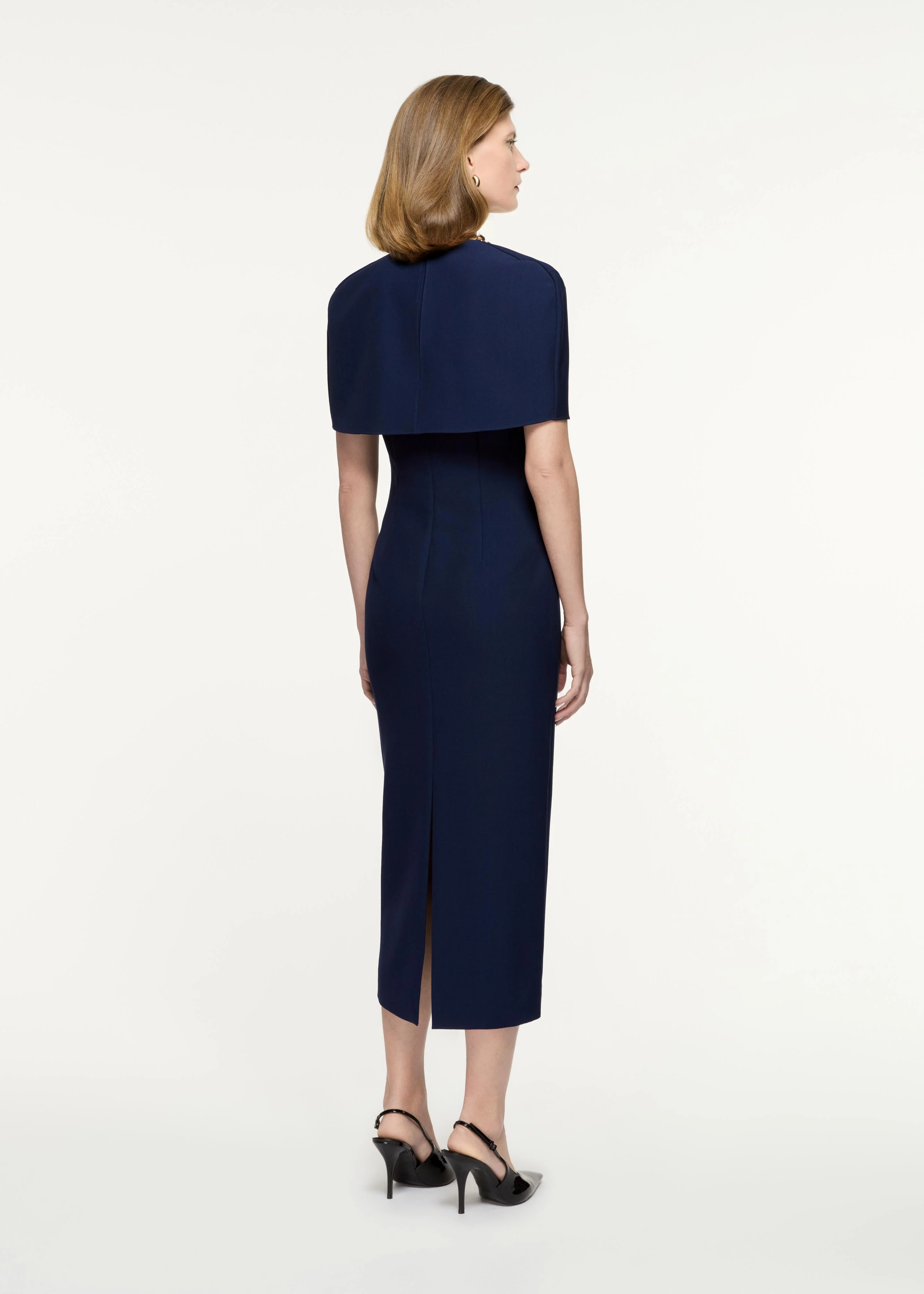 Cape Crepe Midi Dress - Image 3