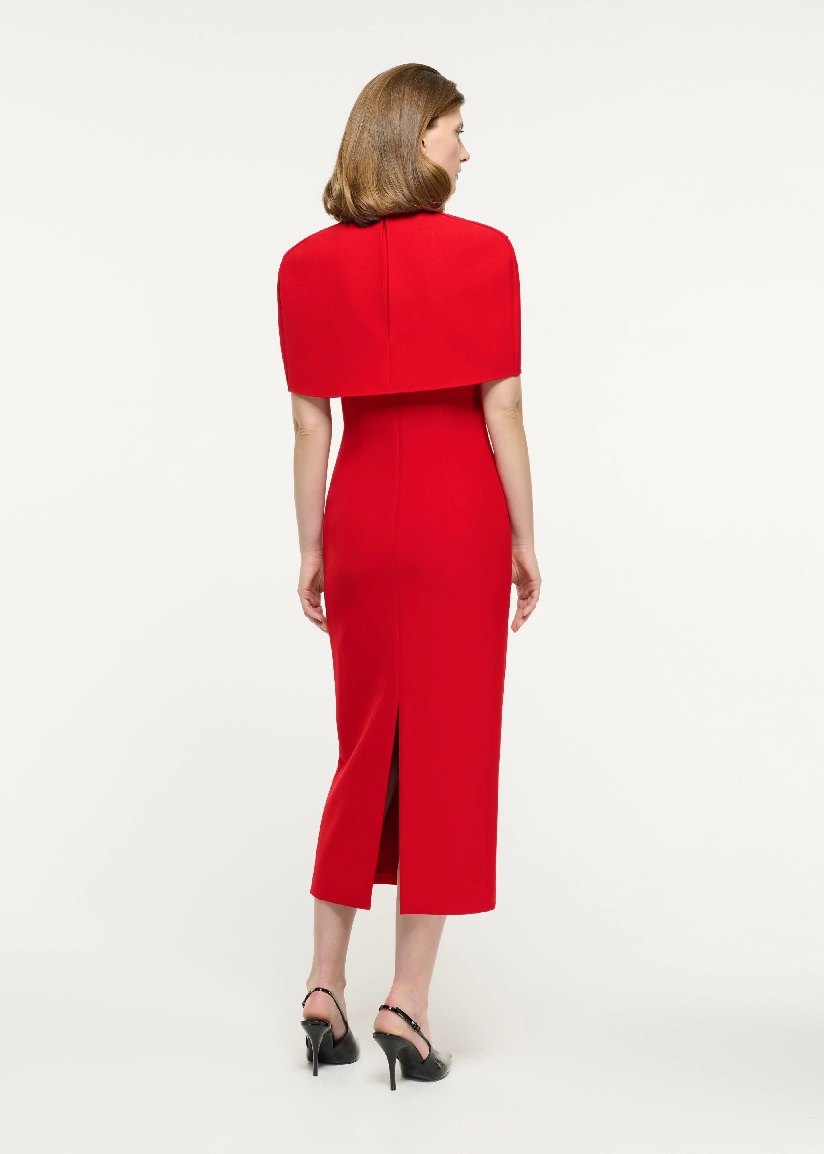 Cape Crepe Midi Dress - Image 3