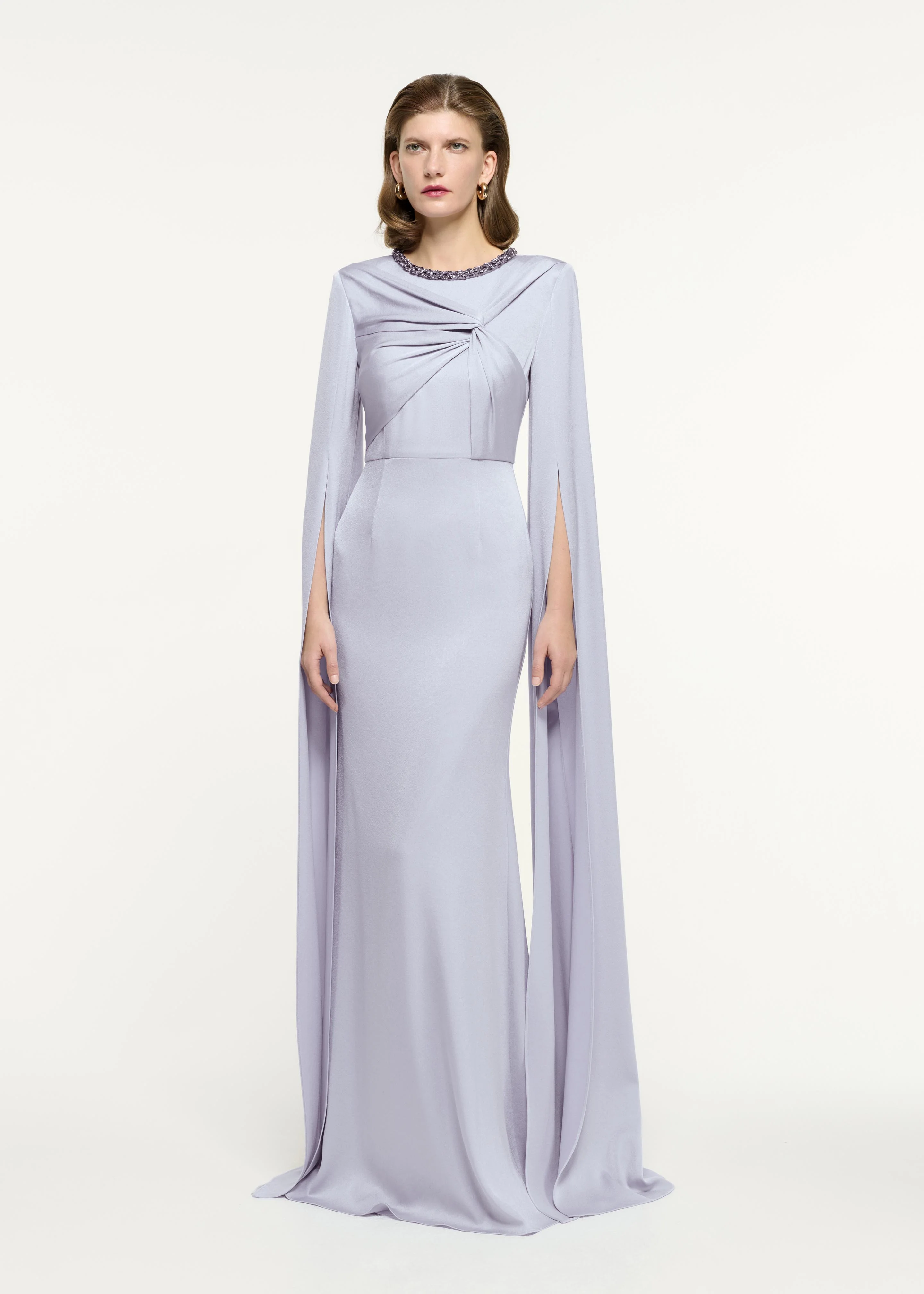 Cape Sleeve Embellished Gown - Image 2