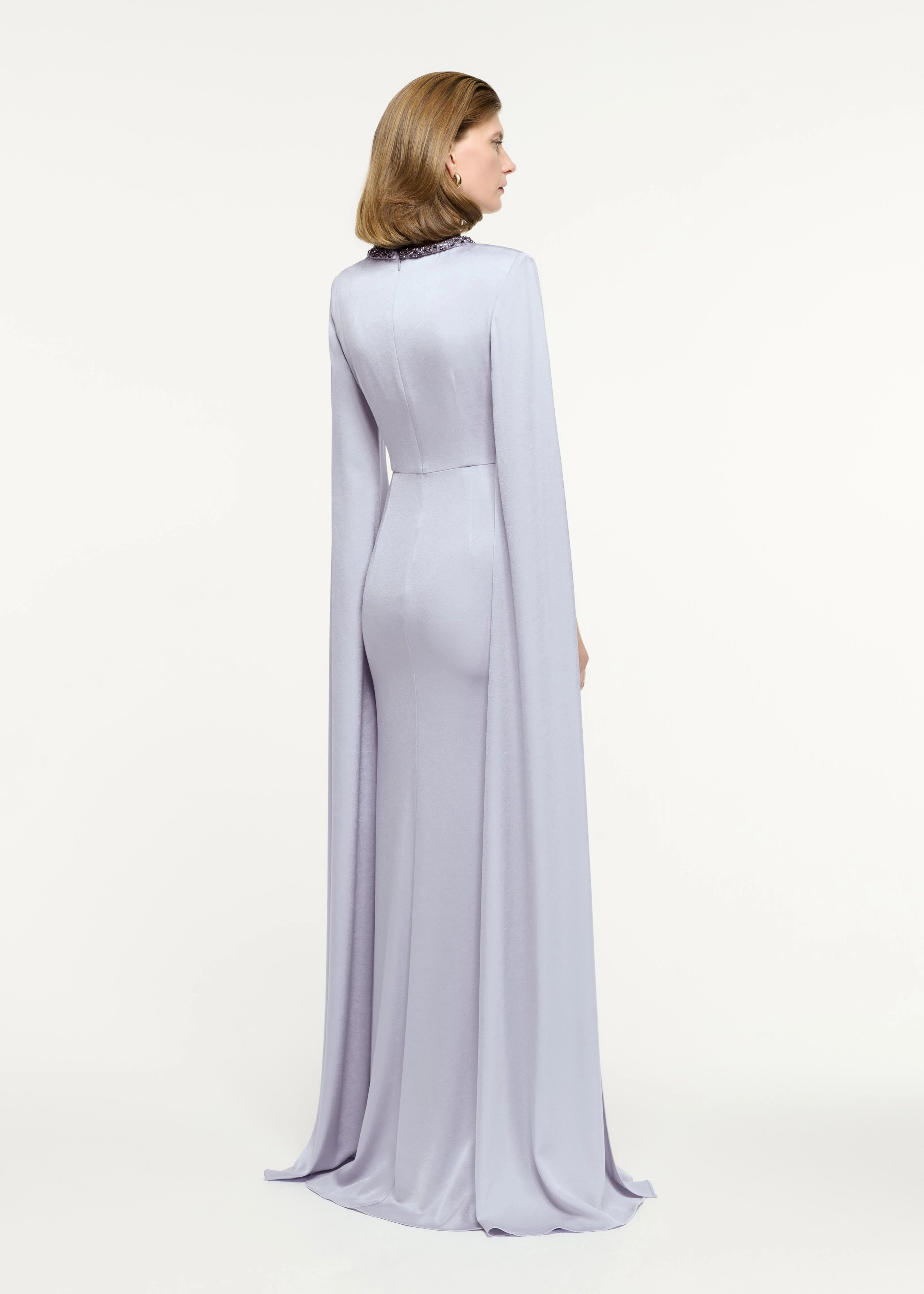 Cape Sleeve Embellished Gown - Image 3