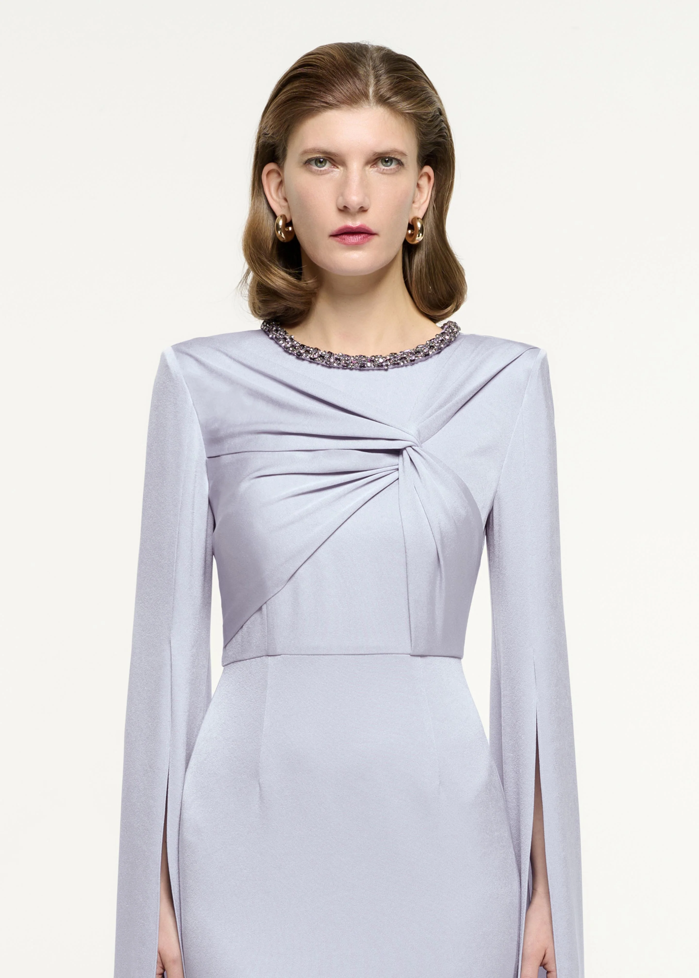 Cape Sleeve Embellished Gown - Image 4