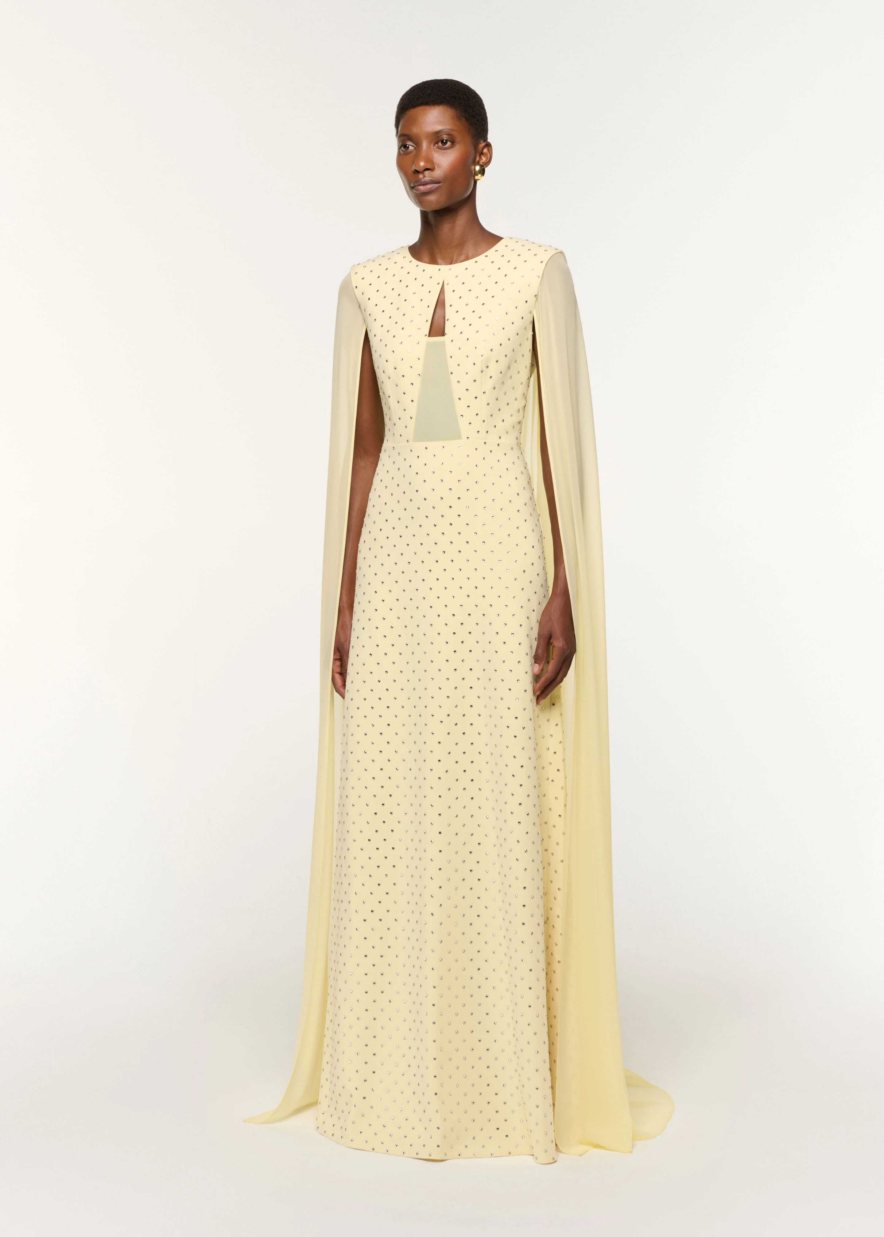 Chiffon Cape On Diamante Crepe Gown - Image 2