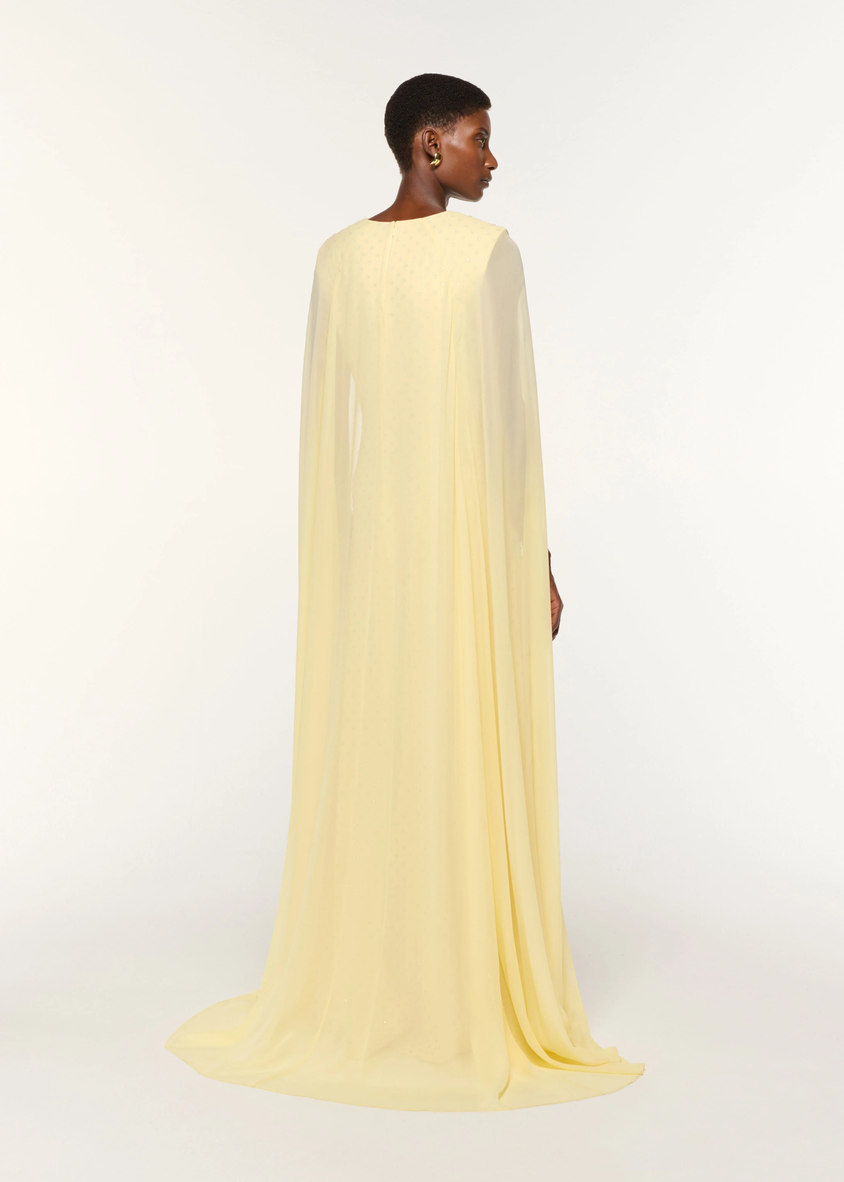 Chiffon Cape On Diamante Crepe Gown - Image 3