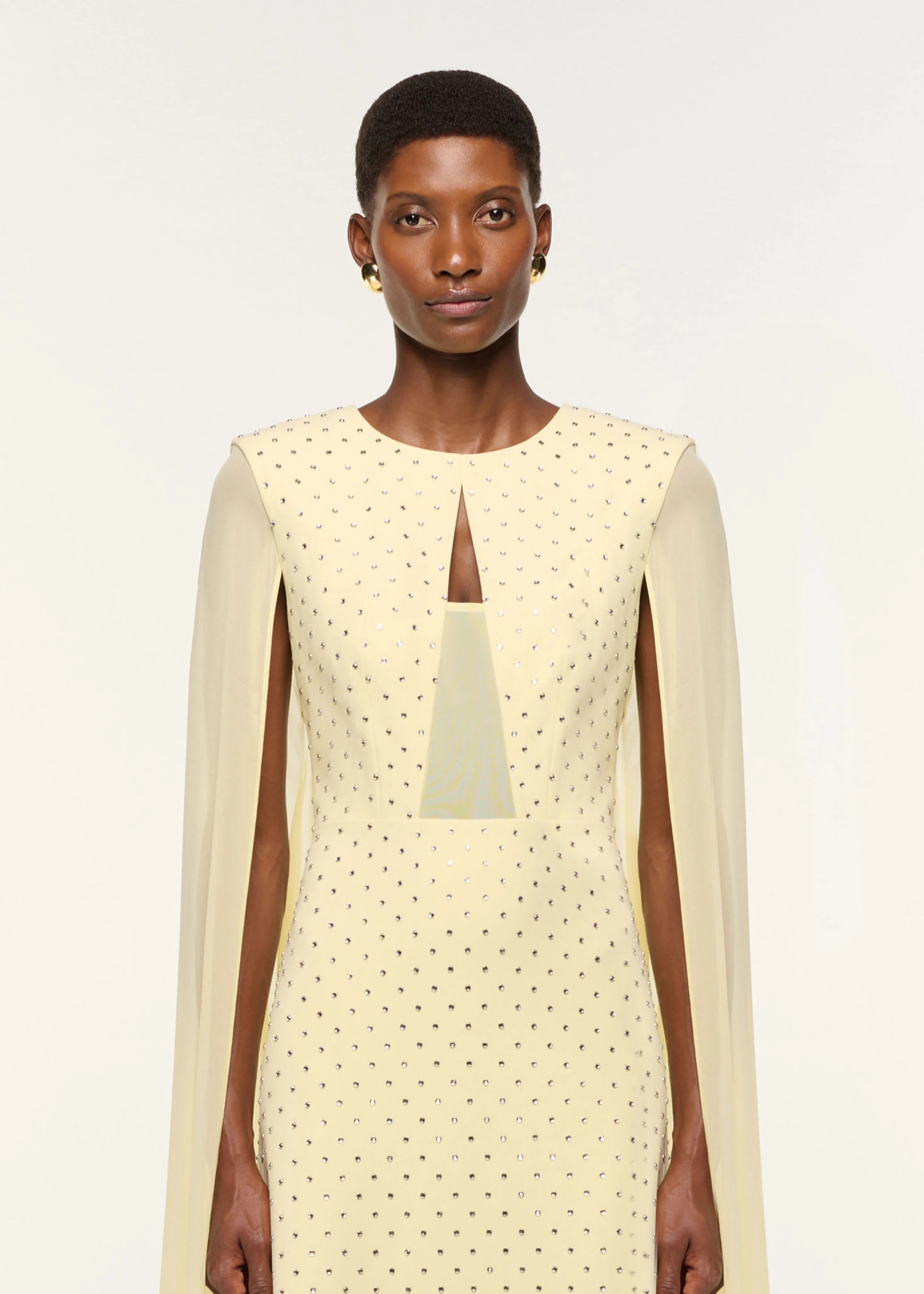Chiffon Cape On Diamante Crepe Gown - Image 4