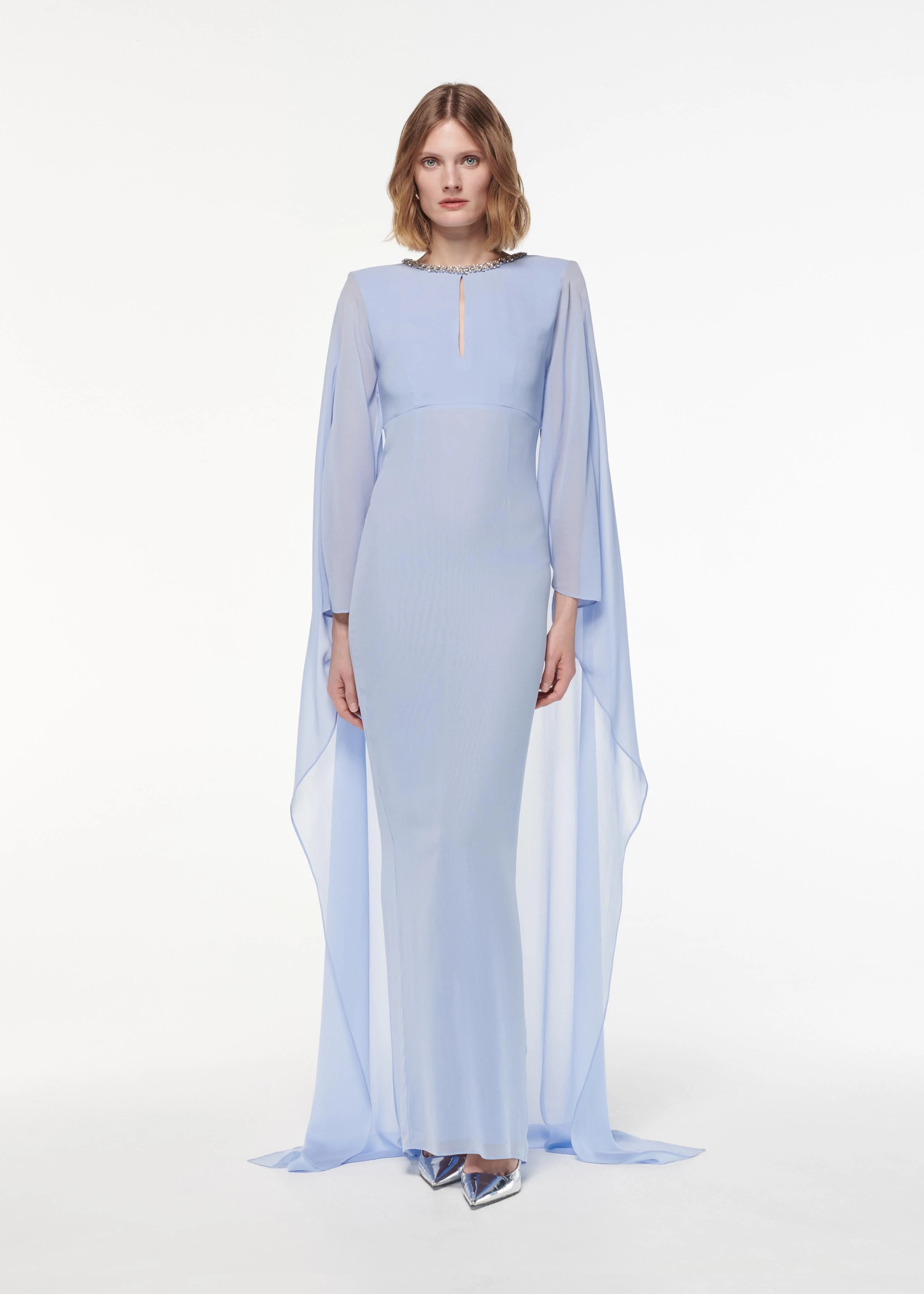 Silk Chiffon Diamante Gown