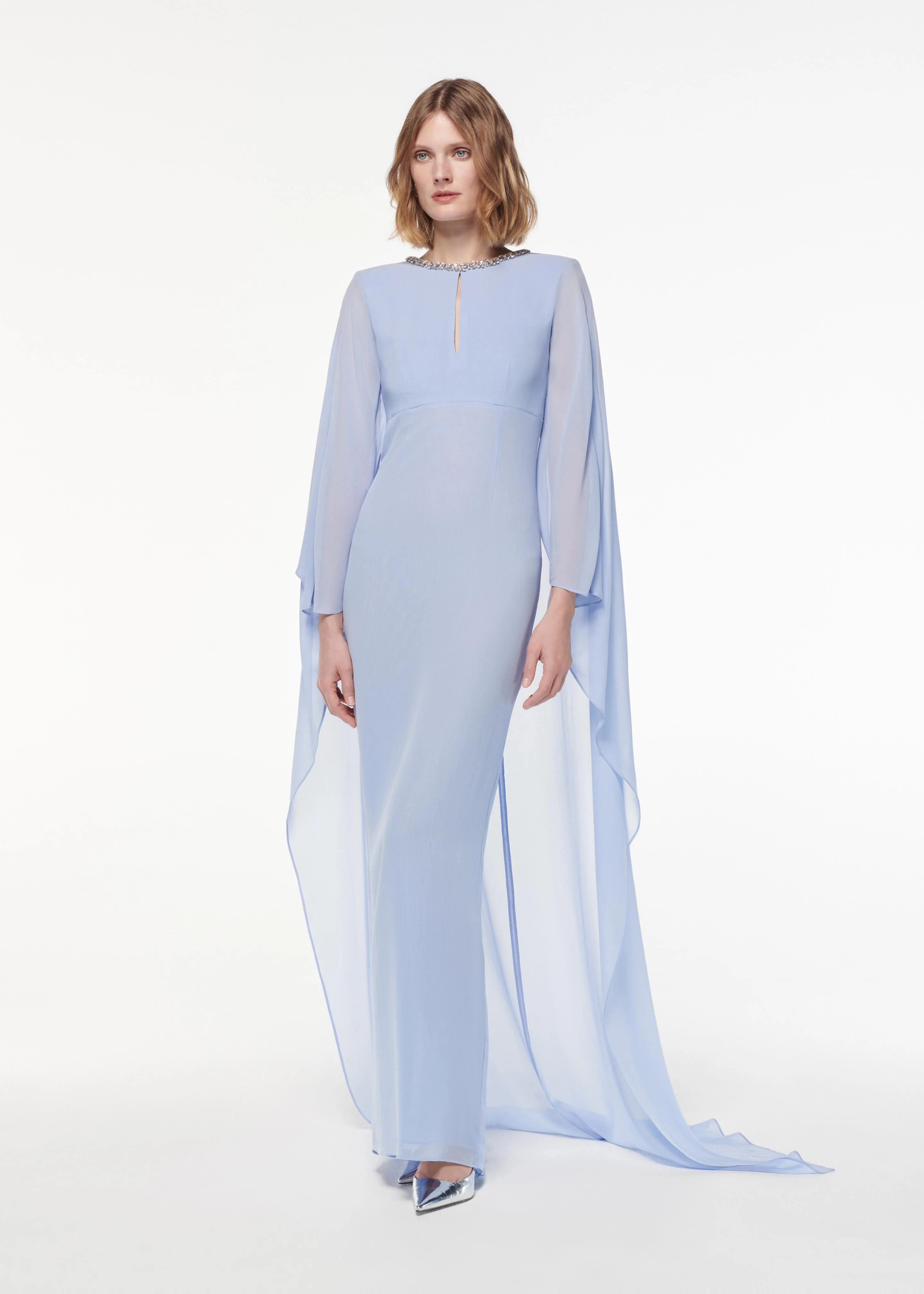 Silk Chiffon Diamante Gown - Image 2