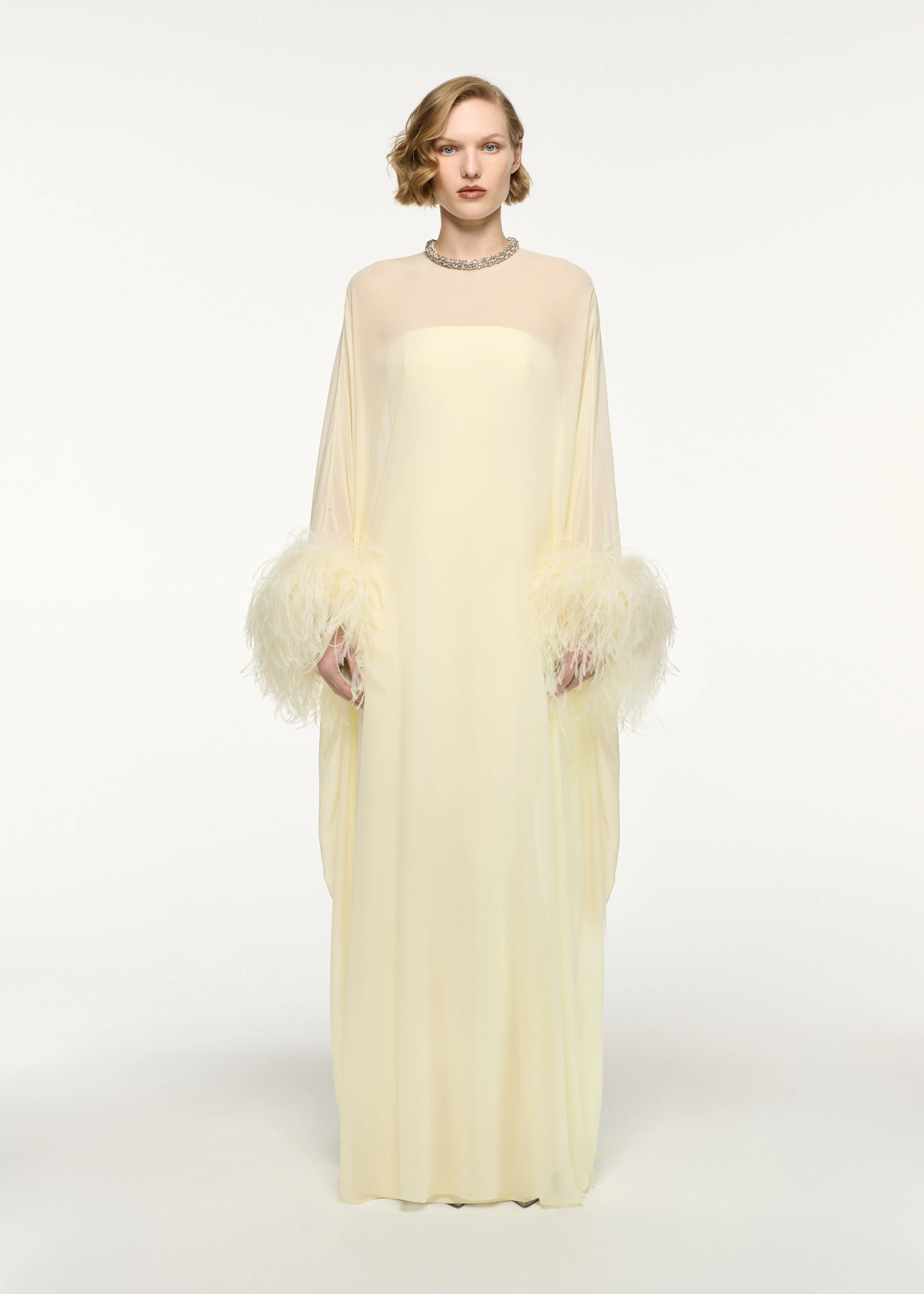 Chiffon Overlayed Cape Gown
