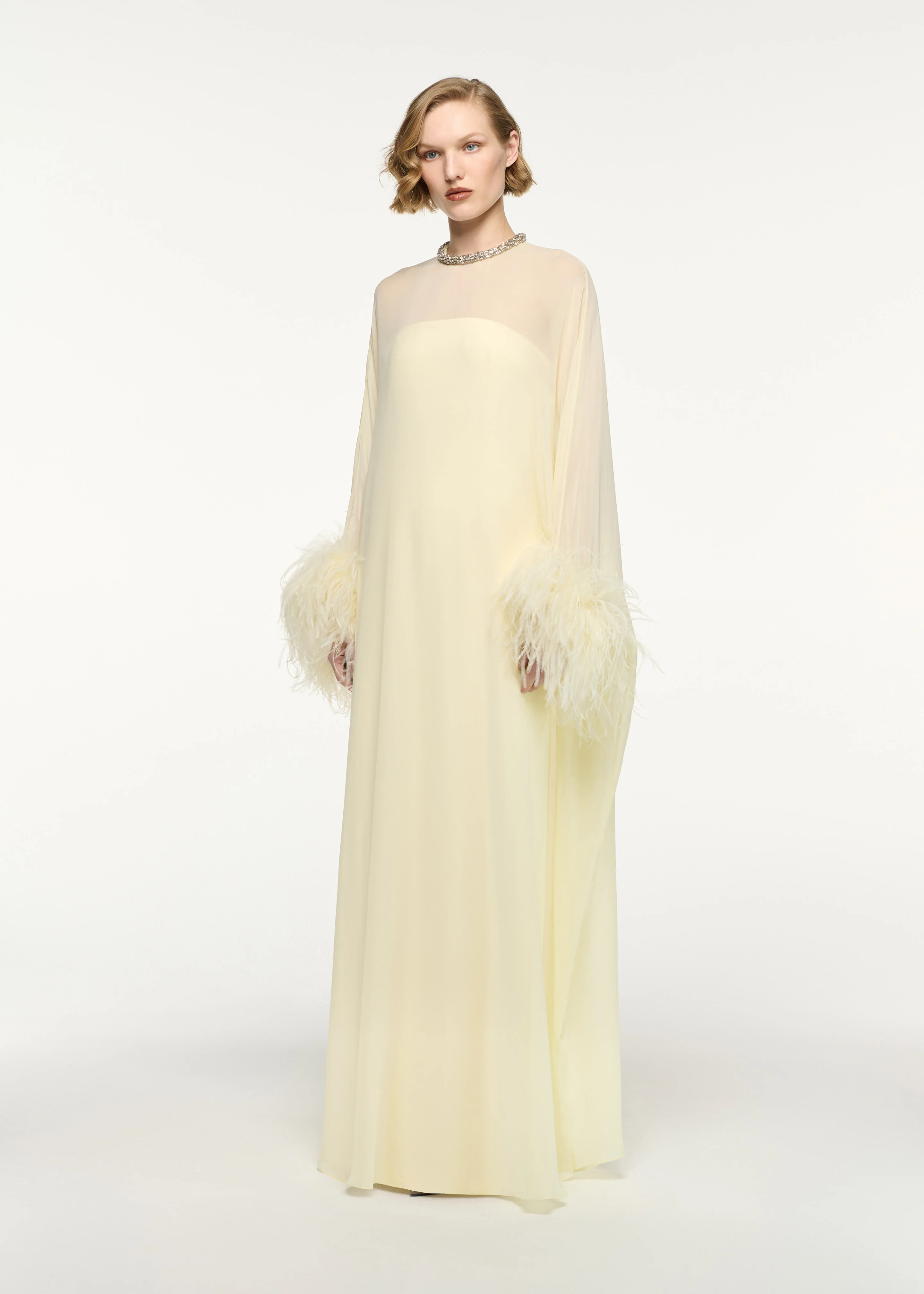 Chiffon Overlayed Cape Gown - Image 2