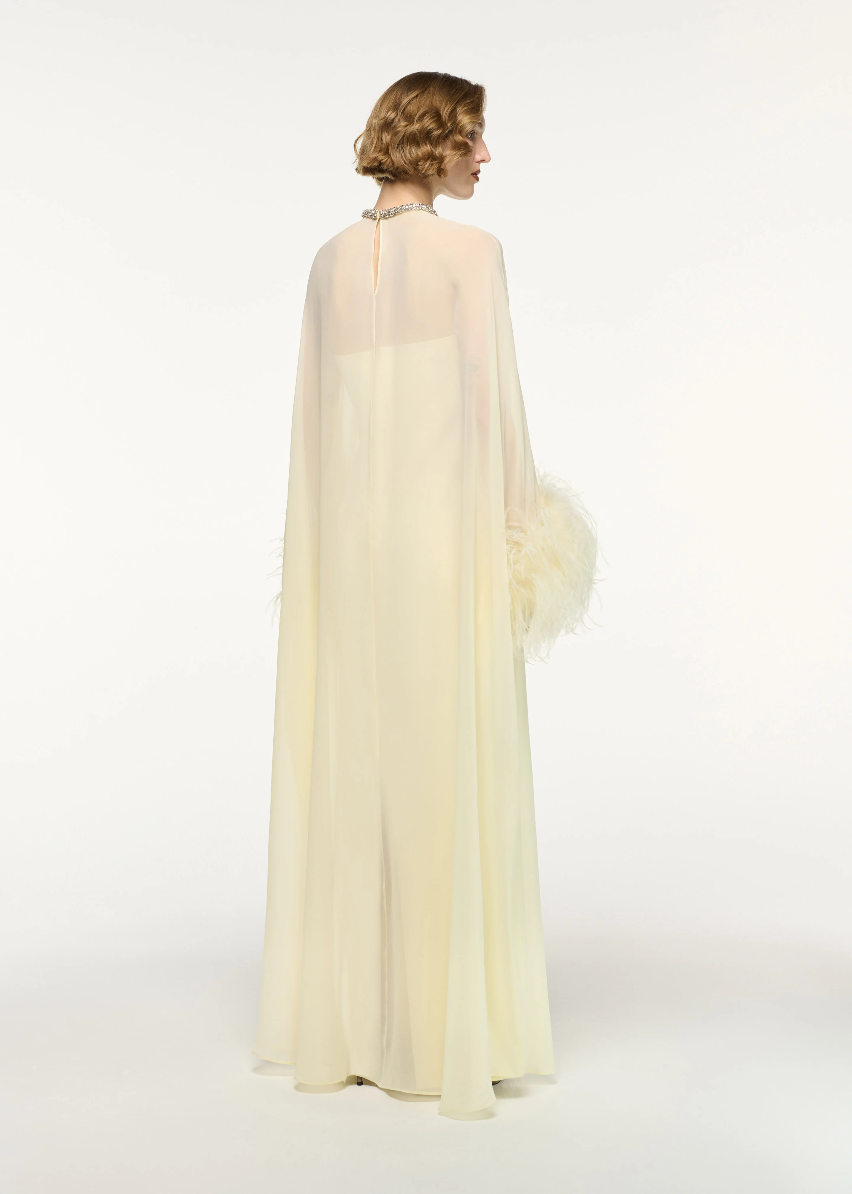 Chiffon Overlayed Cape Gown - Image 3