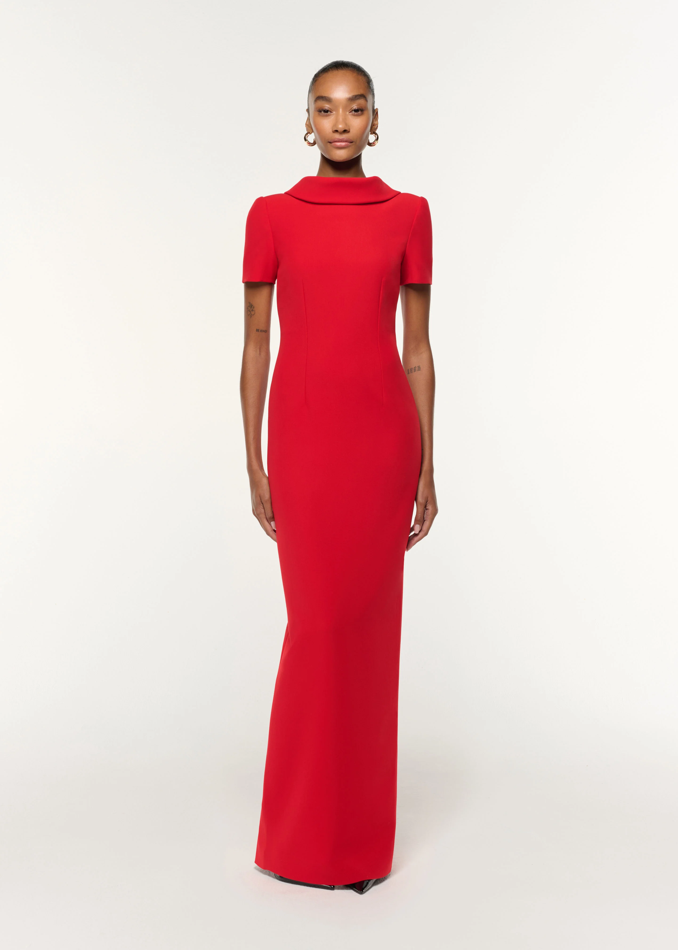 Collared Crepe Gown